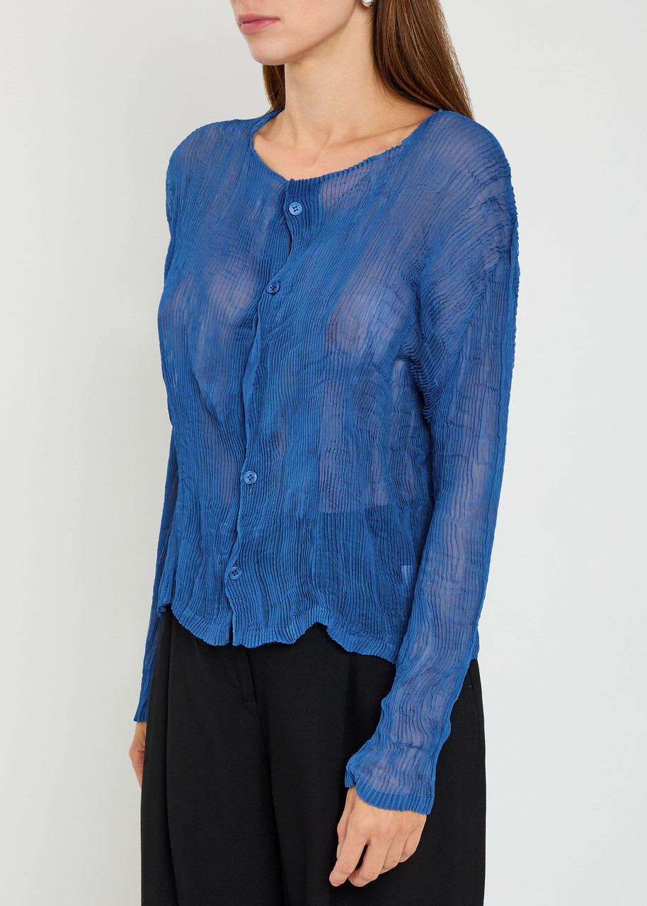 Issey Miyake Uni-form Pleated Sheer Chiffon Blouse - 2