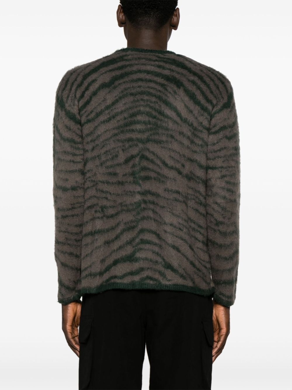 tiger-print brushed-knit cardigan - 4