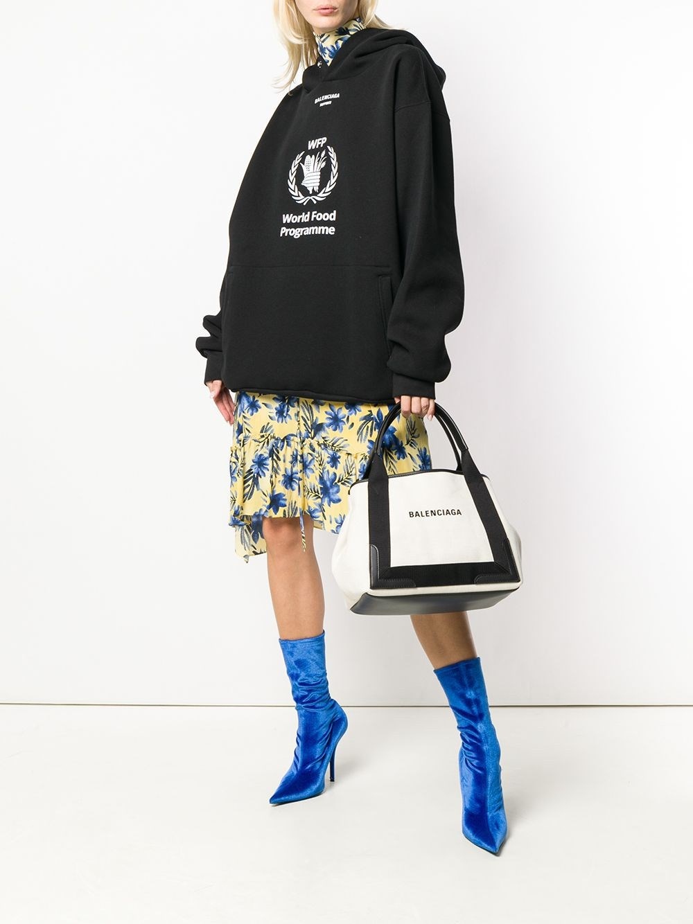 Navy Cabas small canvas tote bag - 3