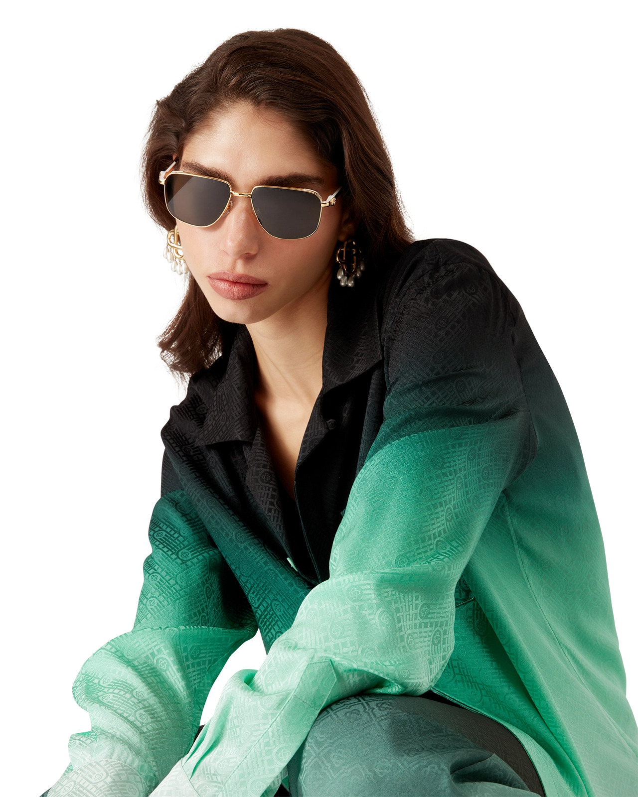 Gradient Ping Pong Jacquard Silk Shirt - 8