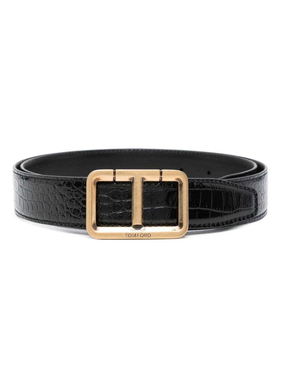 T-buckle leather belt - 1