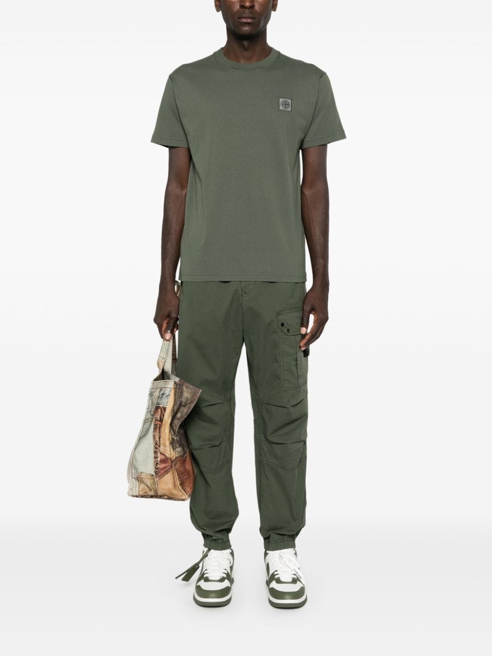 Compass-patch cotton T-shirt - 2