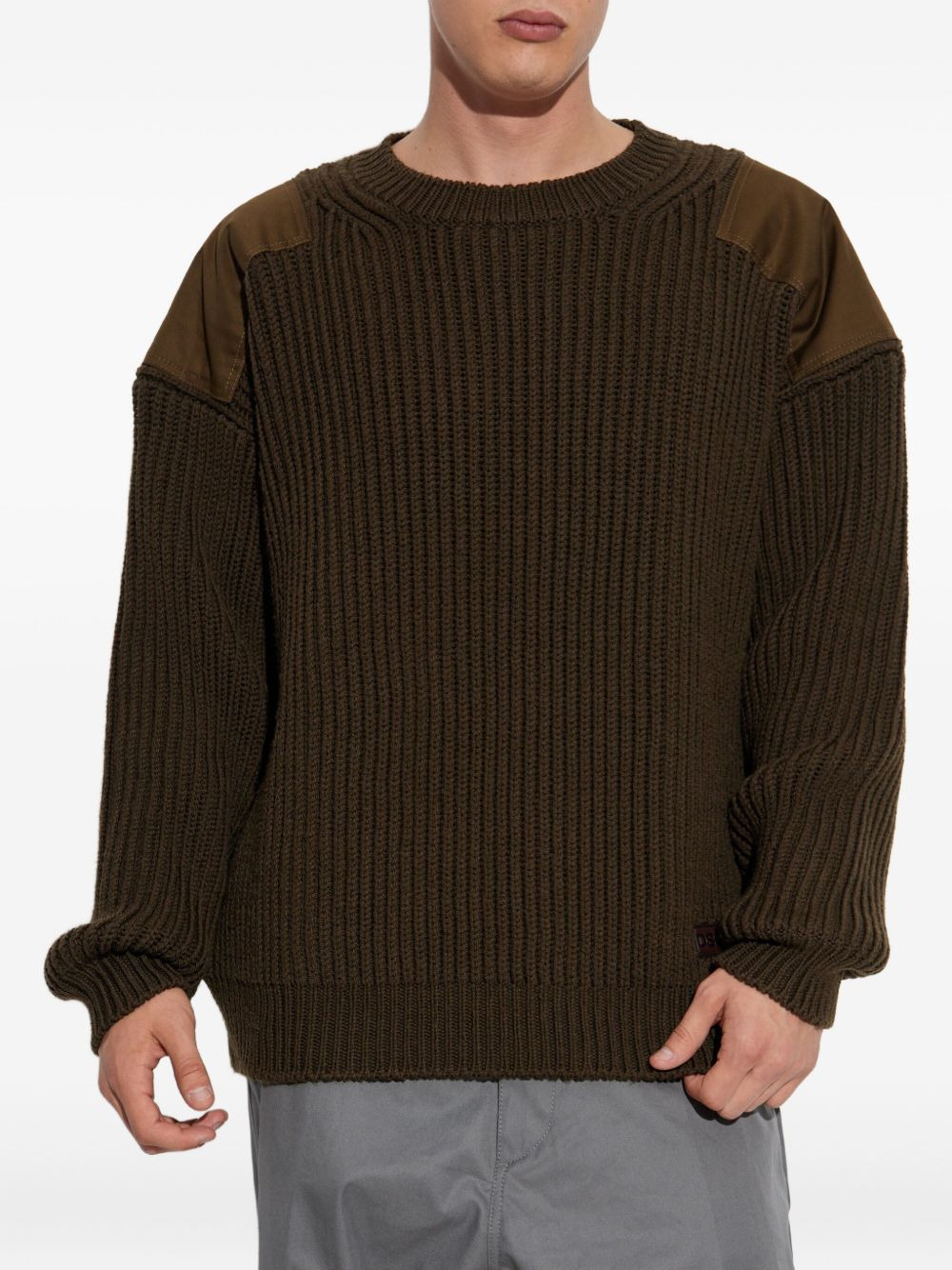 shoulder-patch ribbed-knit jumper - 3