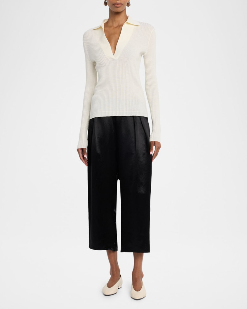 MARIA McMANUS Long-Sleeve Ribbed Merino Wool Polo outlook