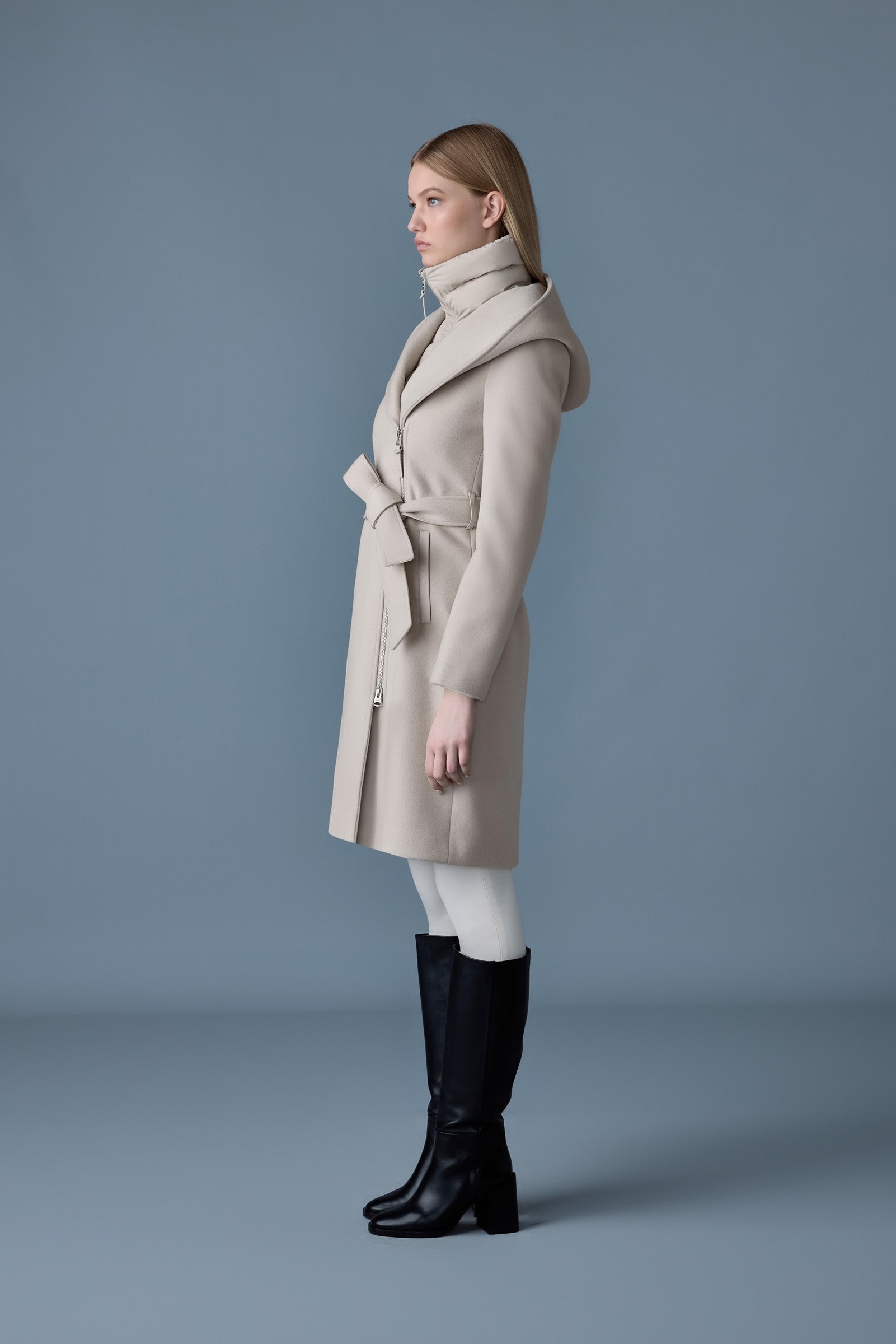 SHIA-SLB 2-in-1 double-face wool coat with removable bib - 4