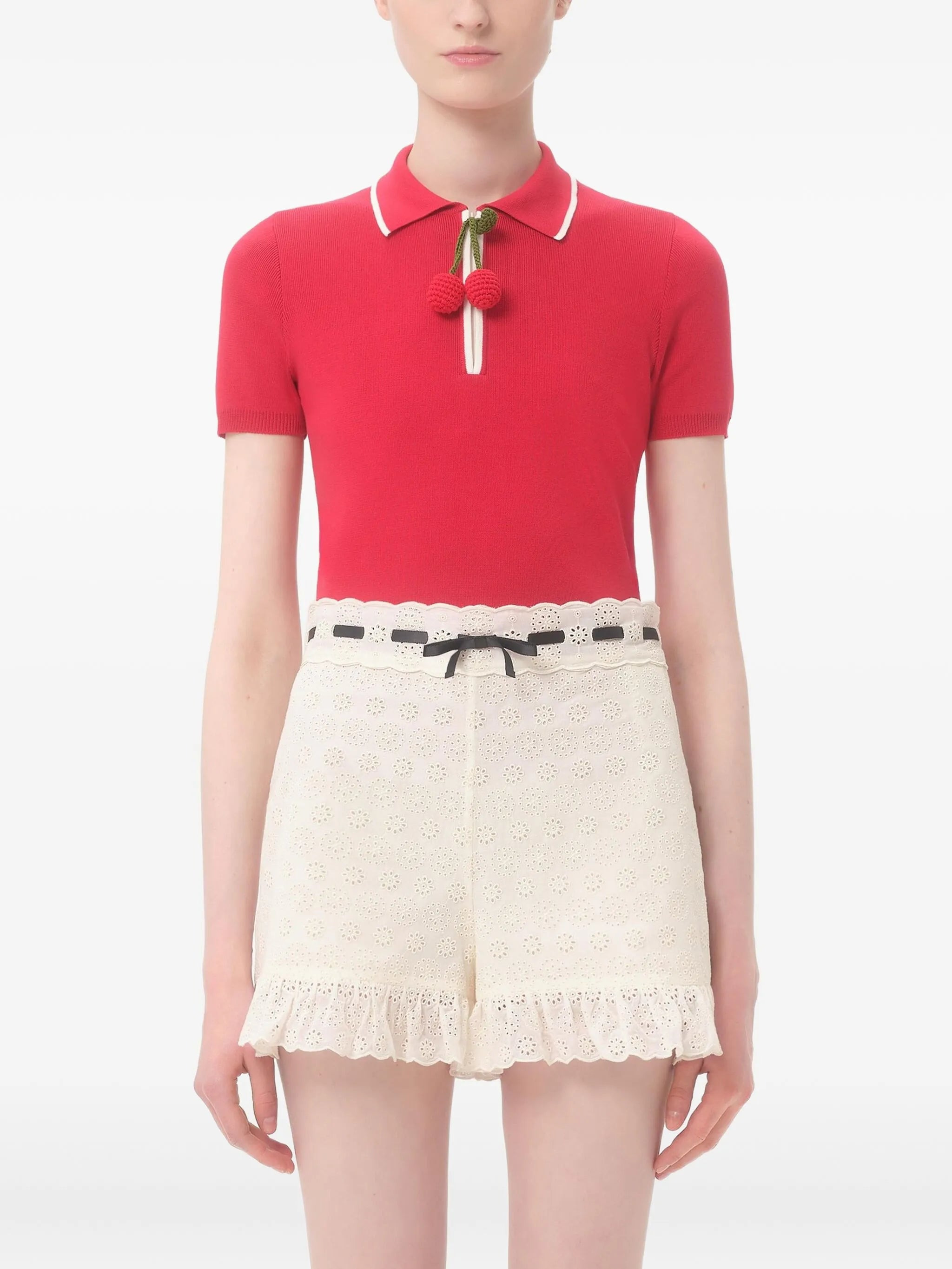 cherry-charm polo top - 3