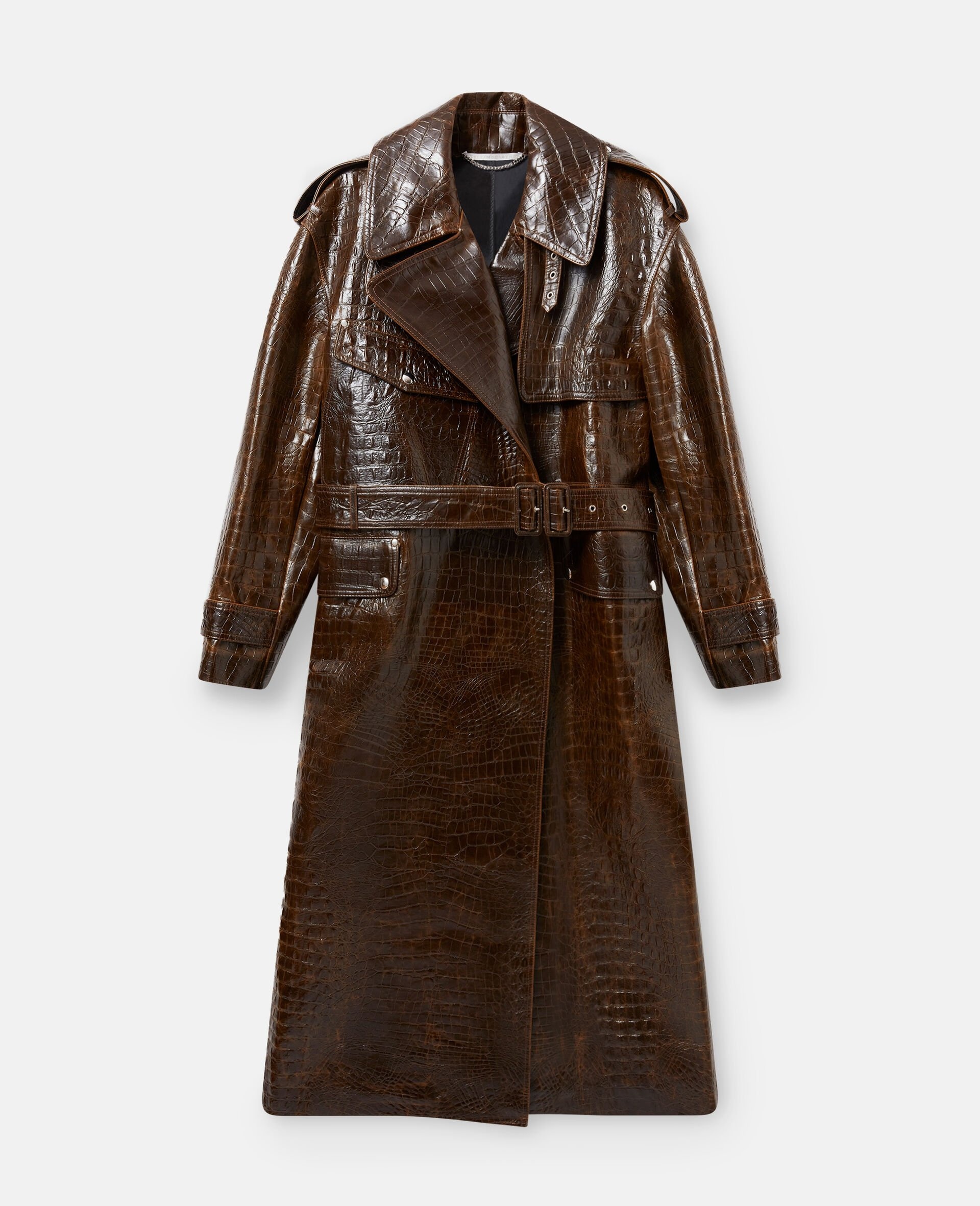 Crocodile Embossed Trench Coat - 1