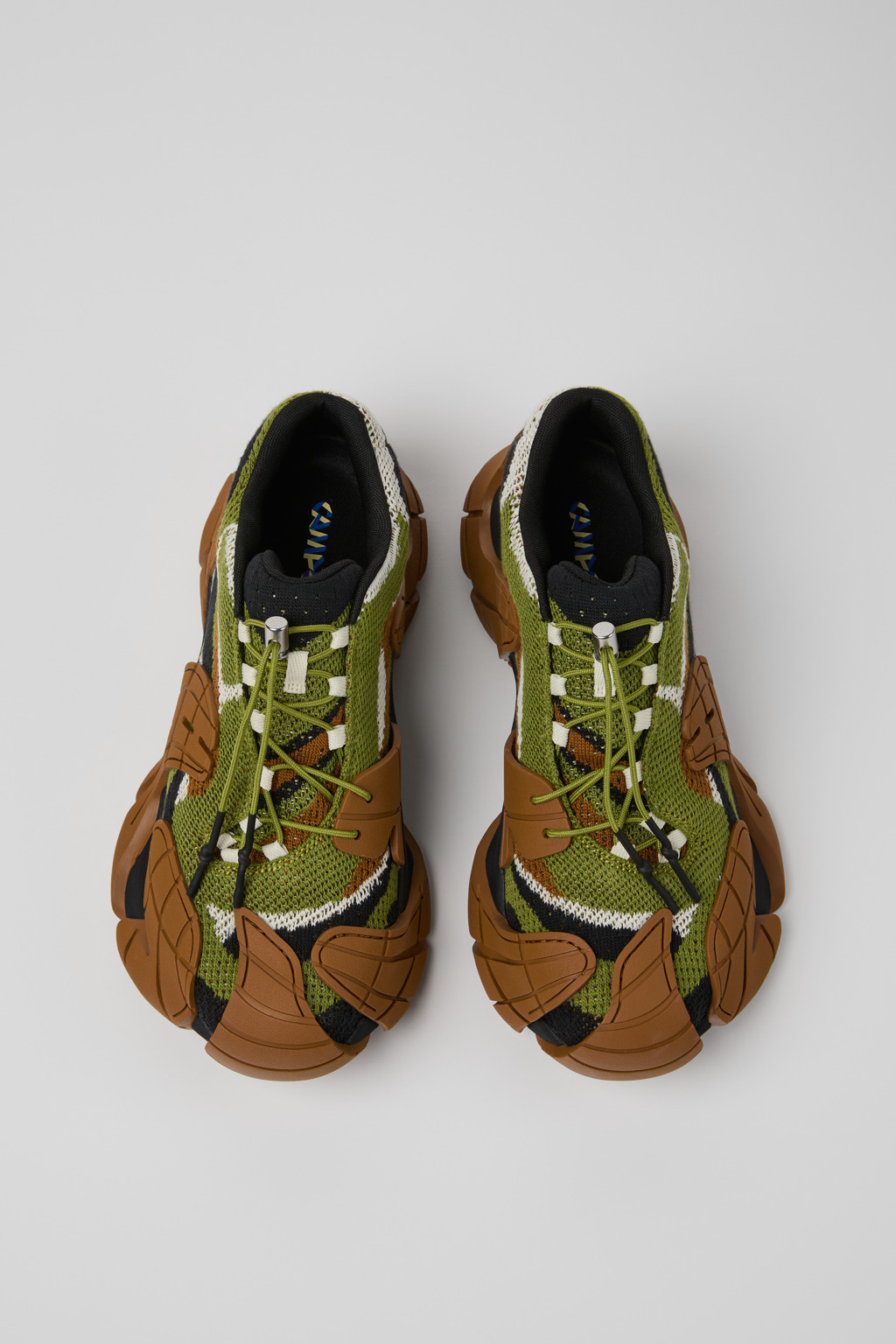 Brown-Green Textile Sneakers - 4