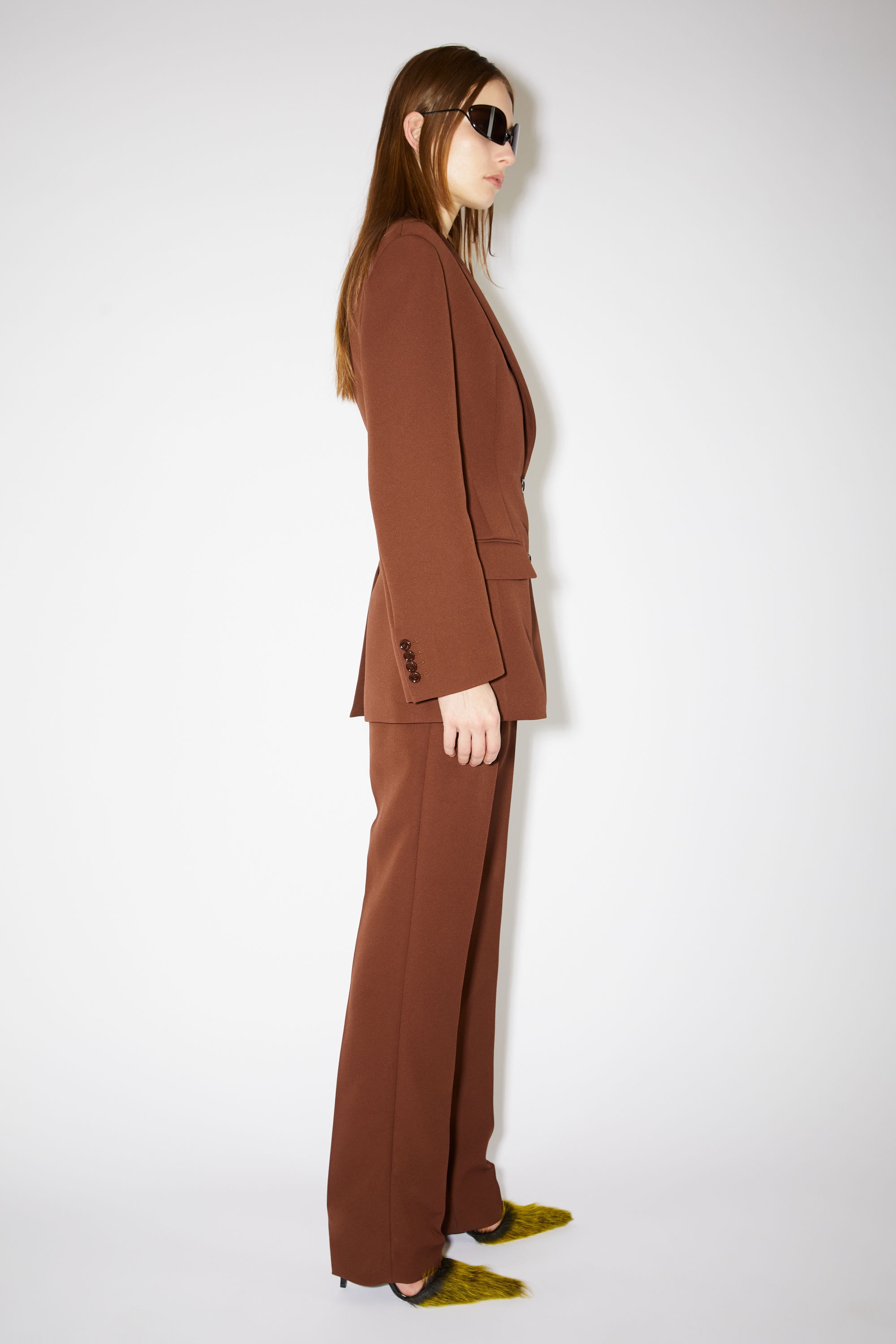 Double-breasted suit jacket - Cognac brown - 4