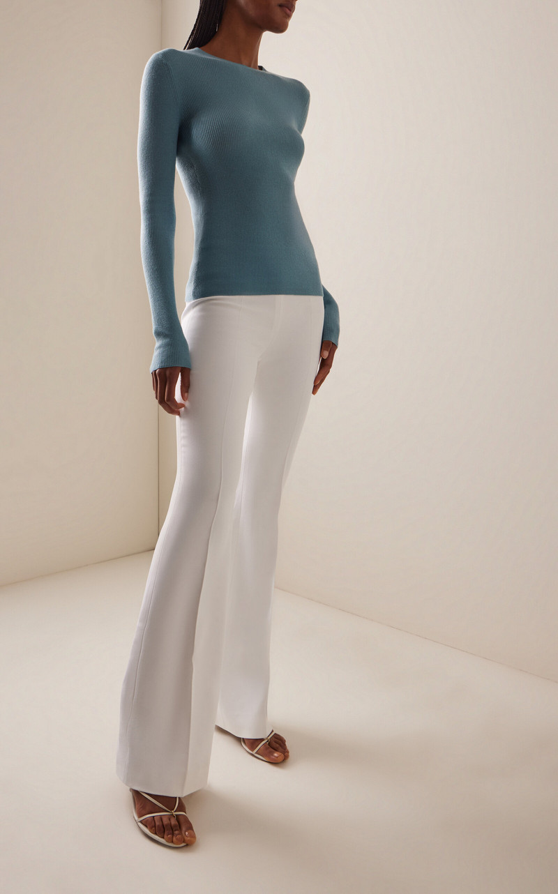 MICHAEL KORS COLLECTION Hutton Ribbed-Knit Top blue outlook