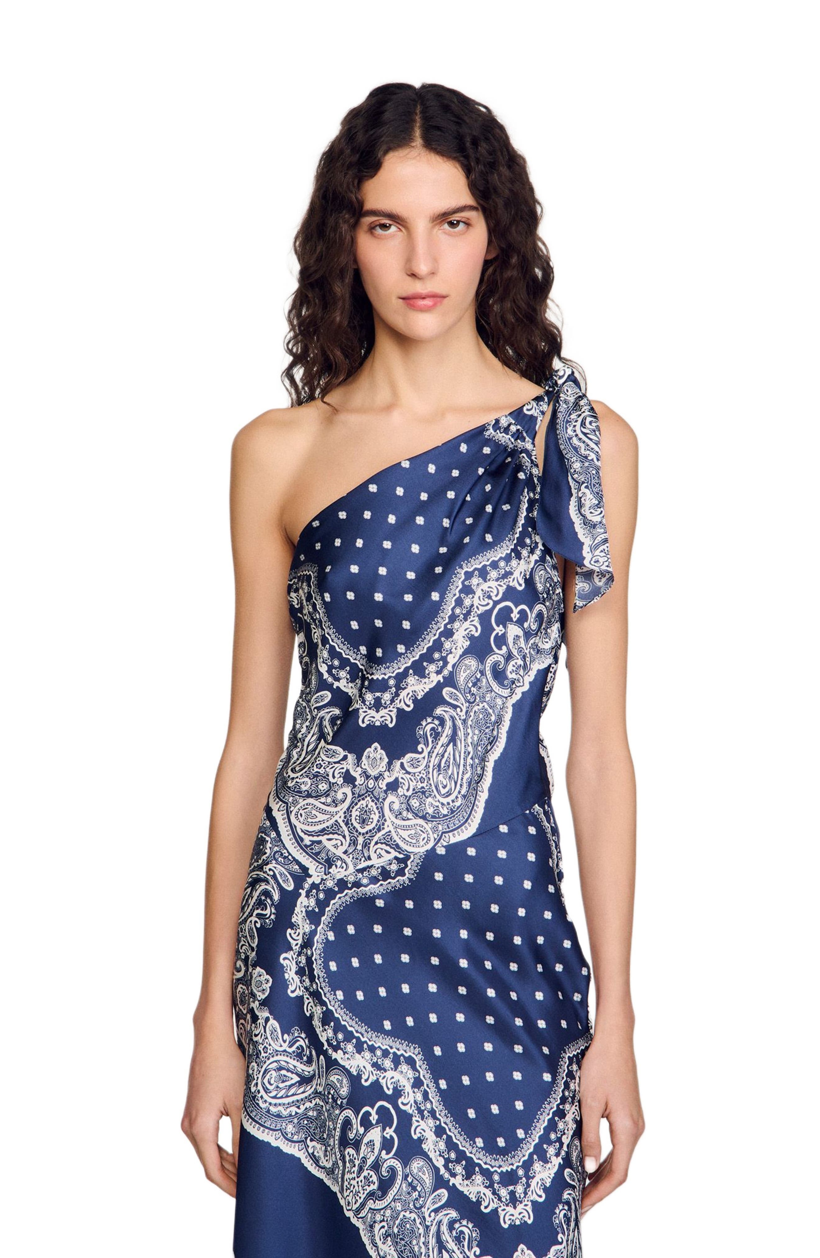 SANDRO Bandana-print maxi dress in Blu /White at Nordstrom - 4