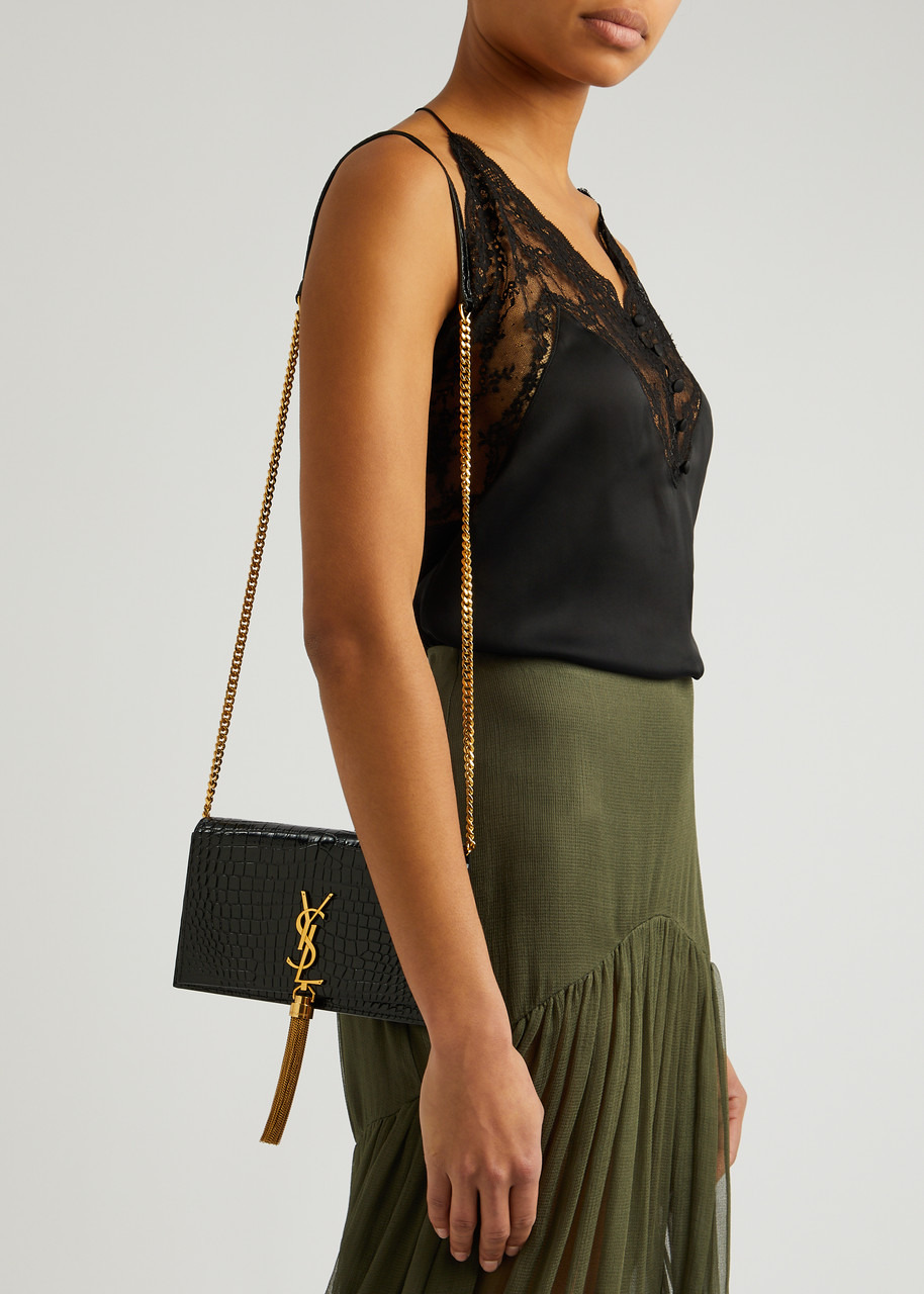 Kate crocodile-effect leather wallet-on-chain - 5