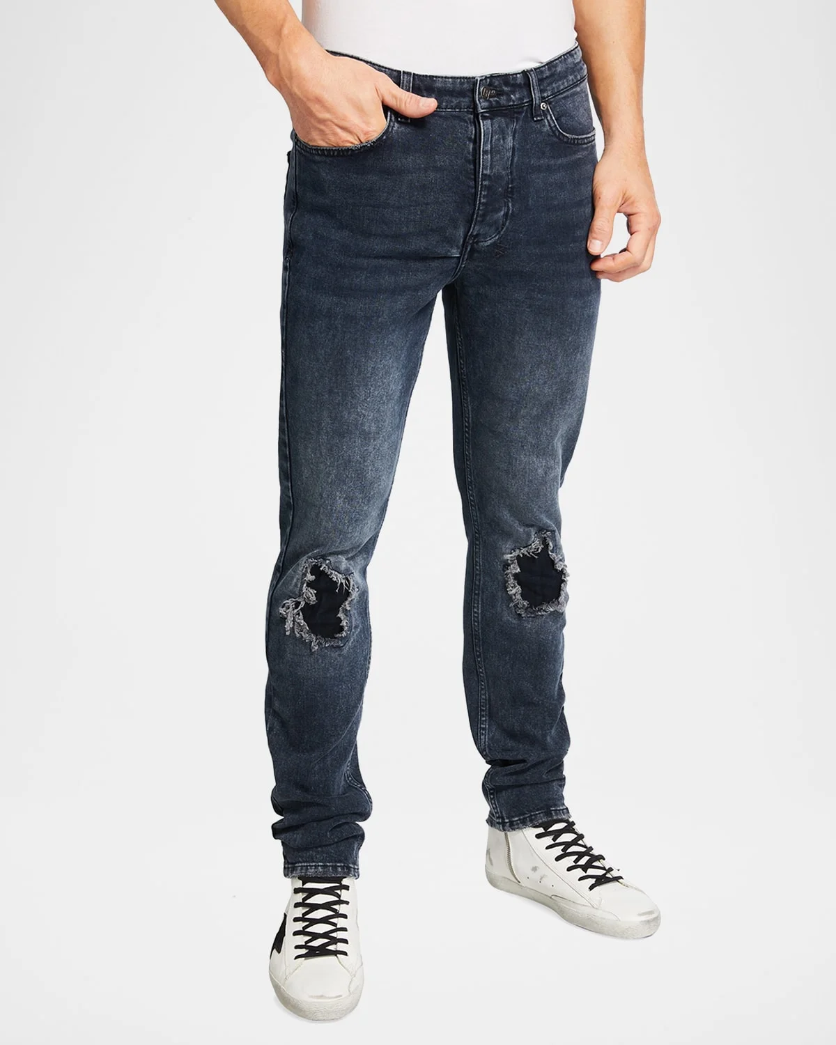 Men's Chitch Slashed Slim-Fit Jeans - 1