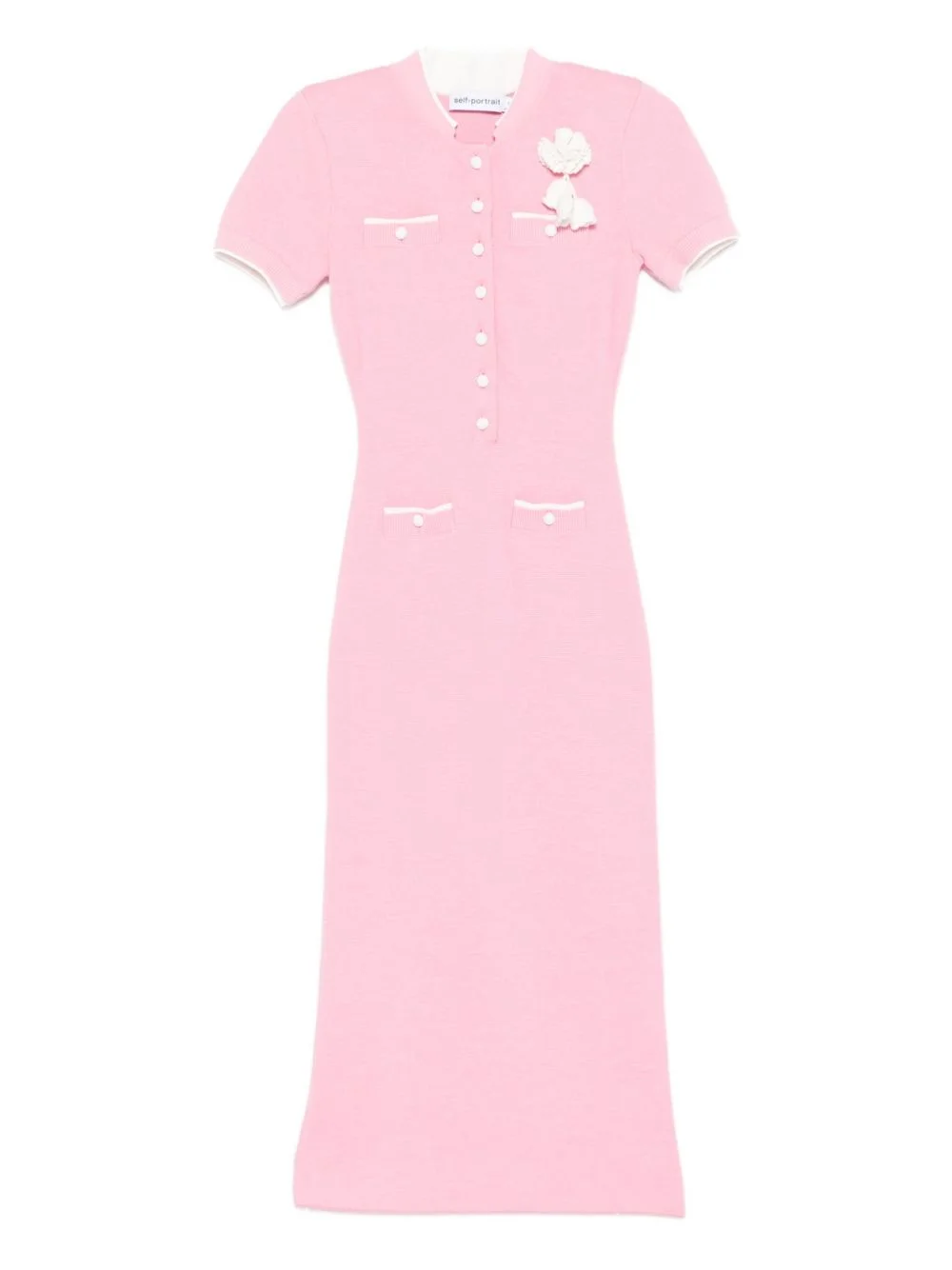 floral-appliqué midi dress - 1