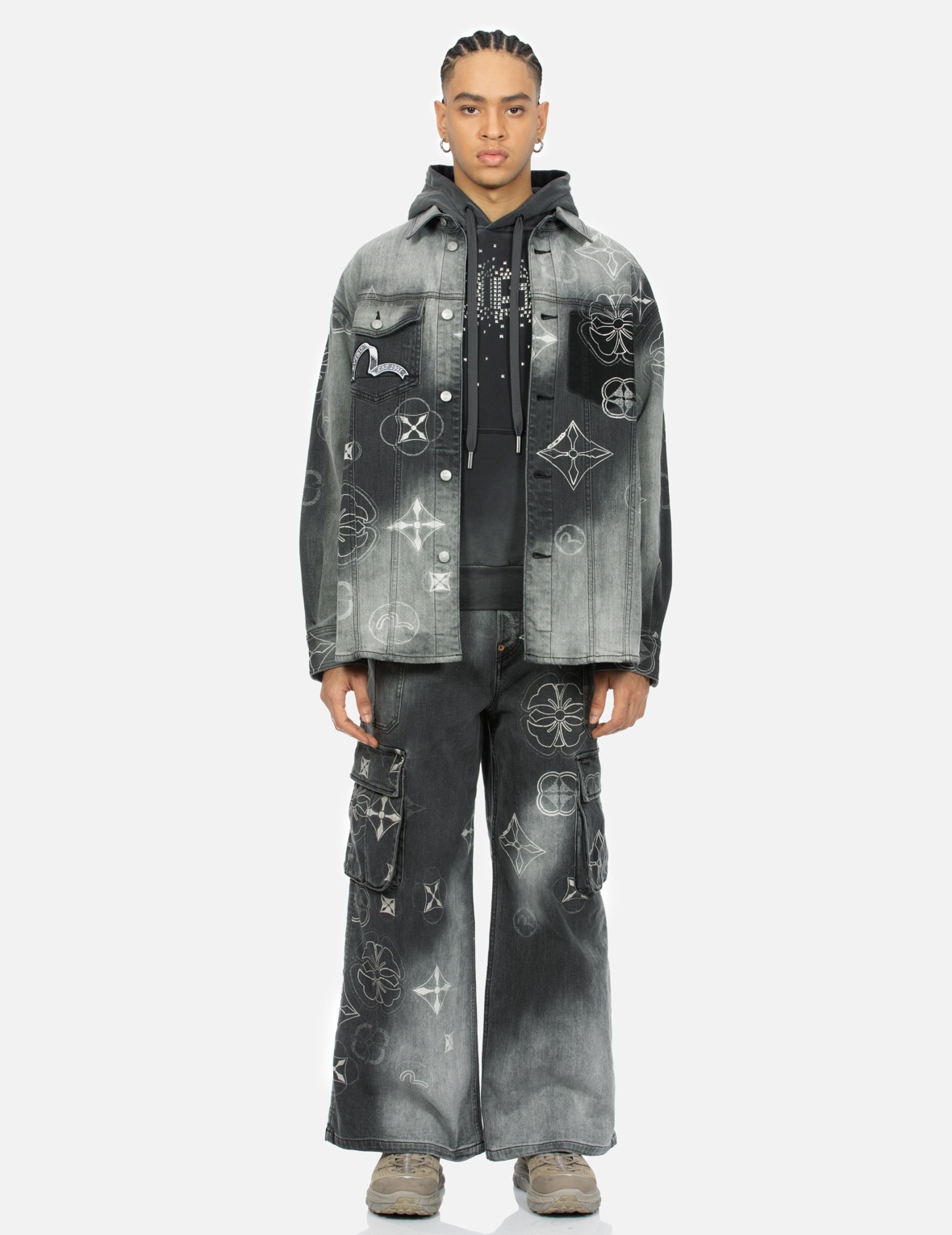 TIE-DYE KAMON AND SEAGULL PRINT REGULAR FIT SHIRT JACKET - 5