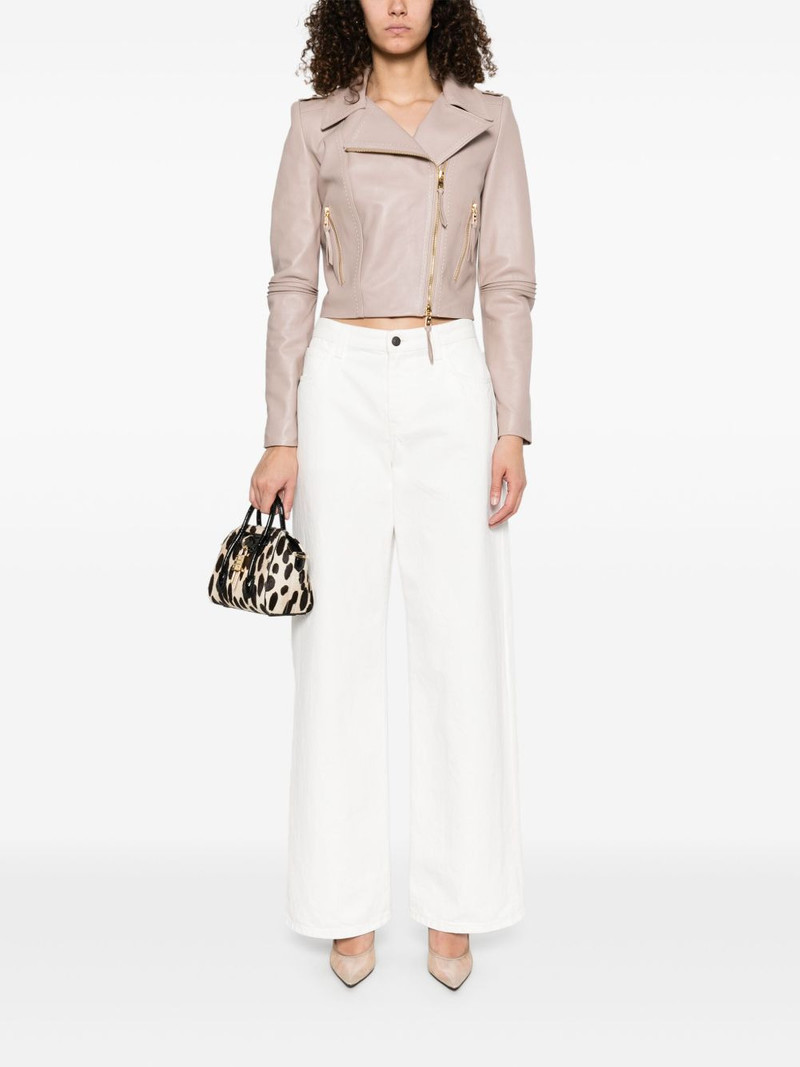 ELISABETTA FRANCHI contrasting-stitching biker jacket outlook