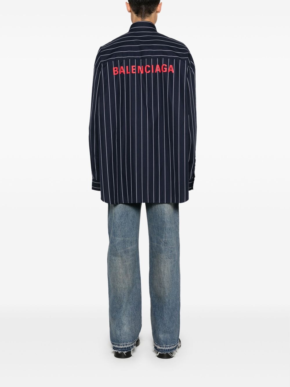 logo-print striped shirt - 4