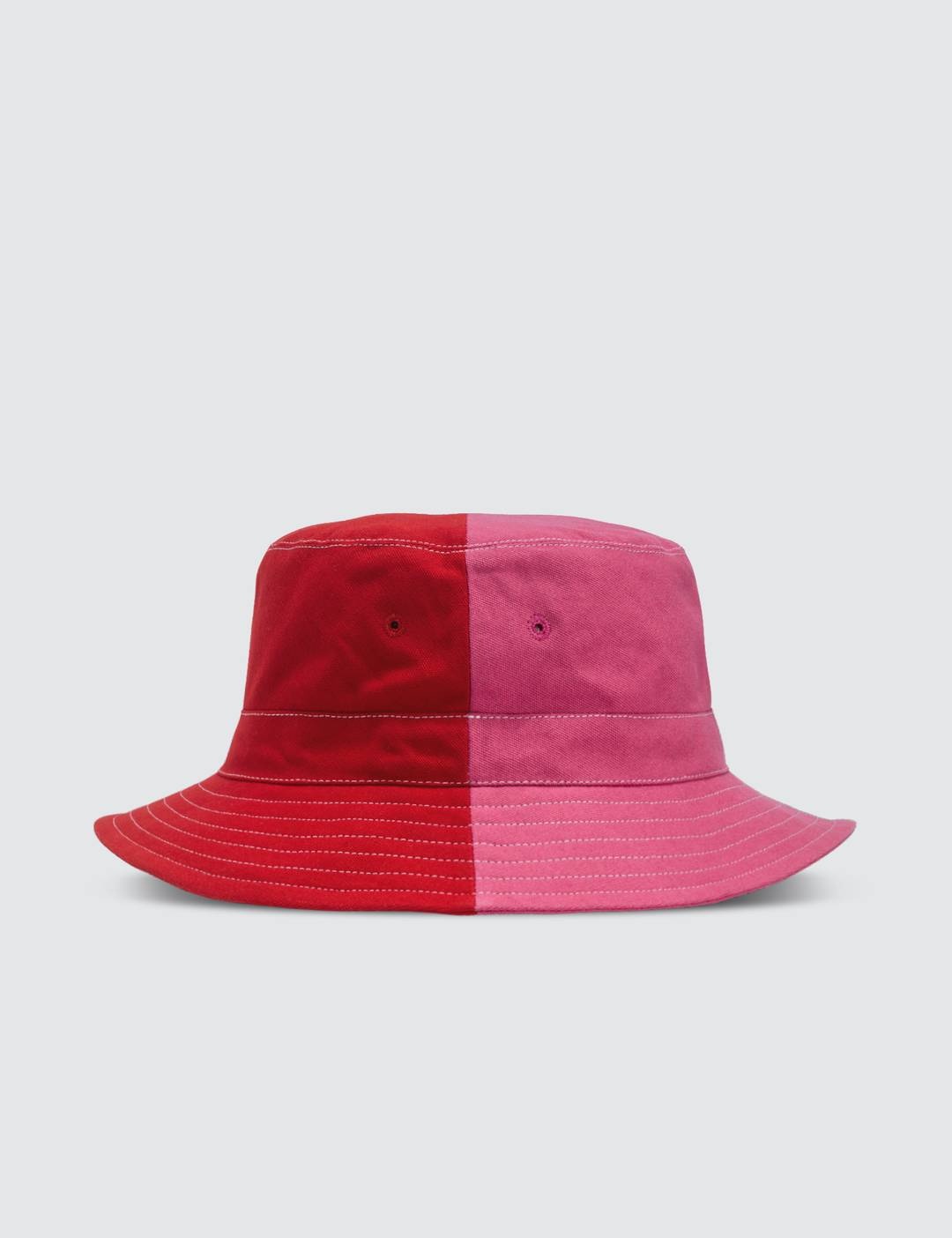 Red & Pink Color-blocked Bucket Hat - 4