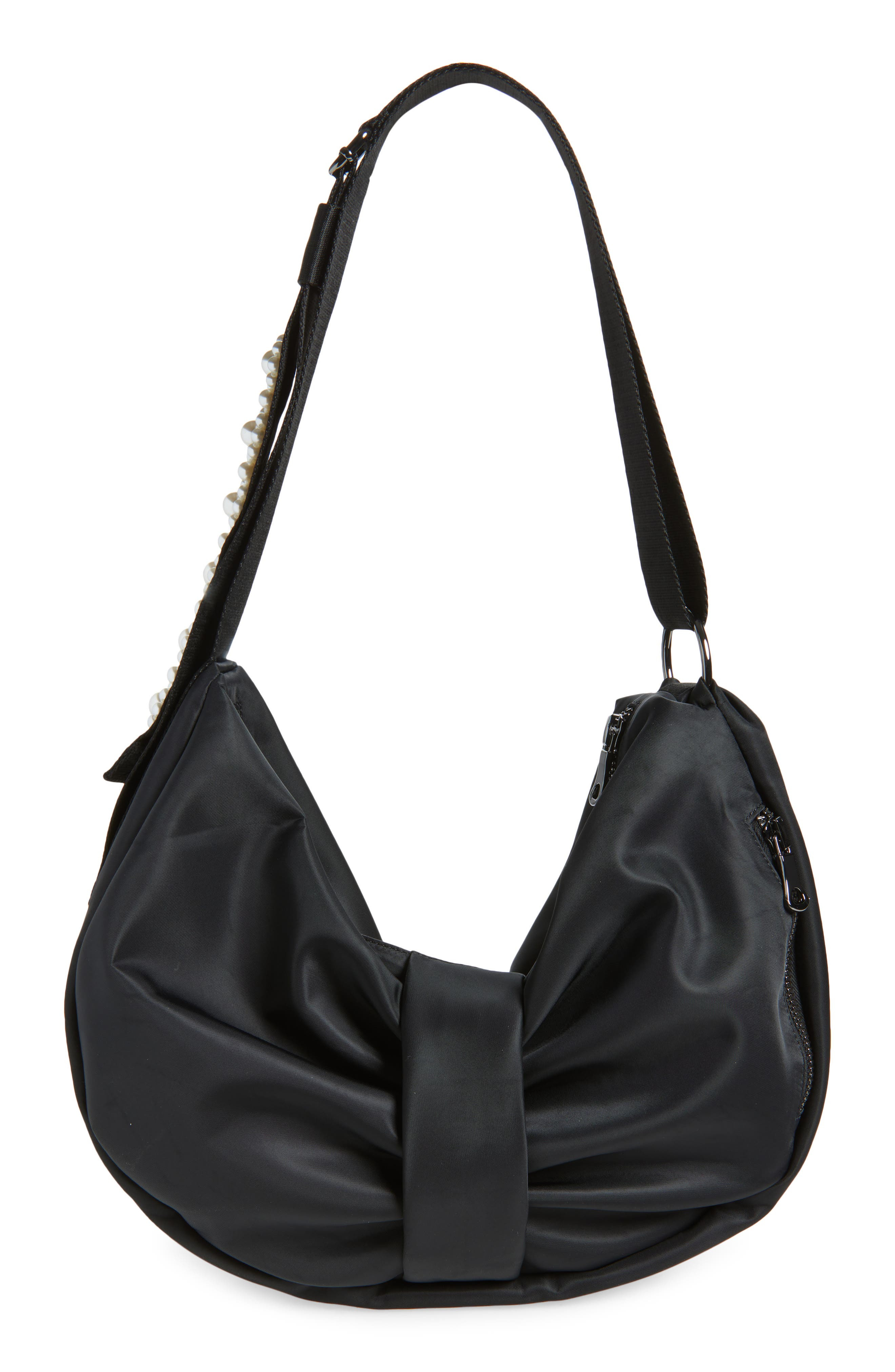 Simone Rocha Bow Sateen Sling Bag in Black/Pearl at Nordstrom - 4