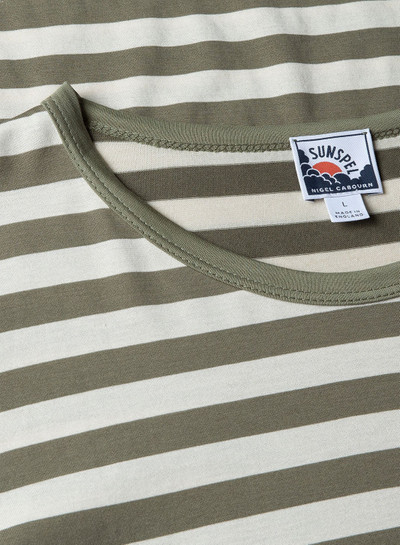 Nigel Cabourn Nigel Cabourn x Sunspel Short Sleeve Pocket T-Shirt in Army/Stone Stripe outlook