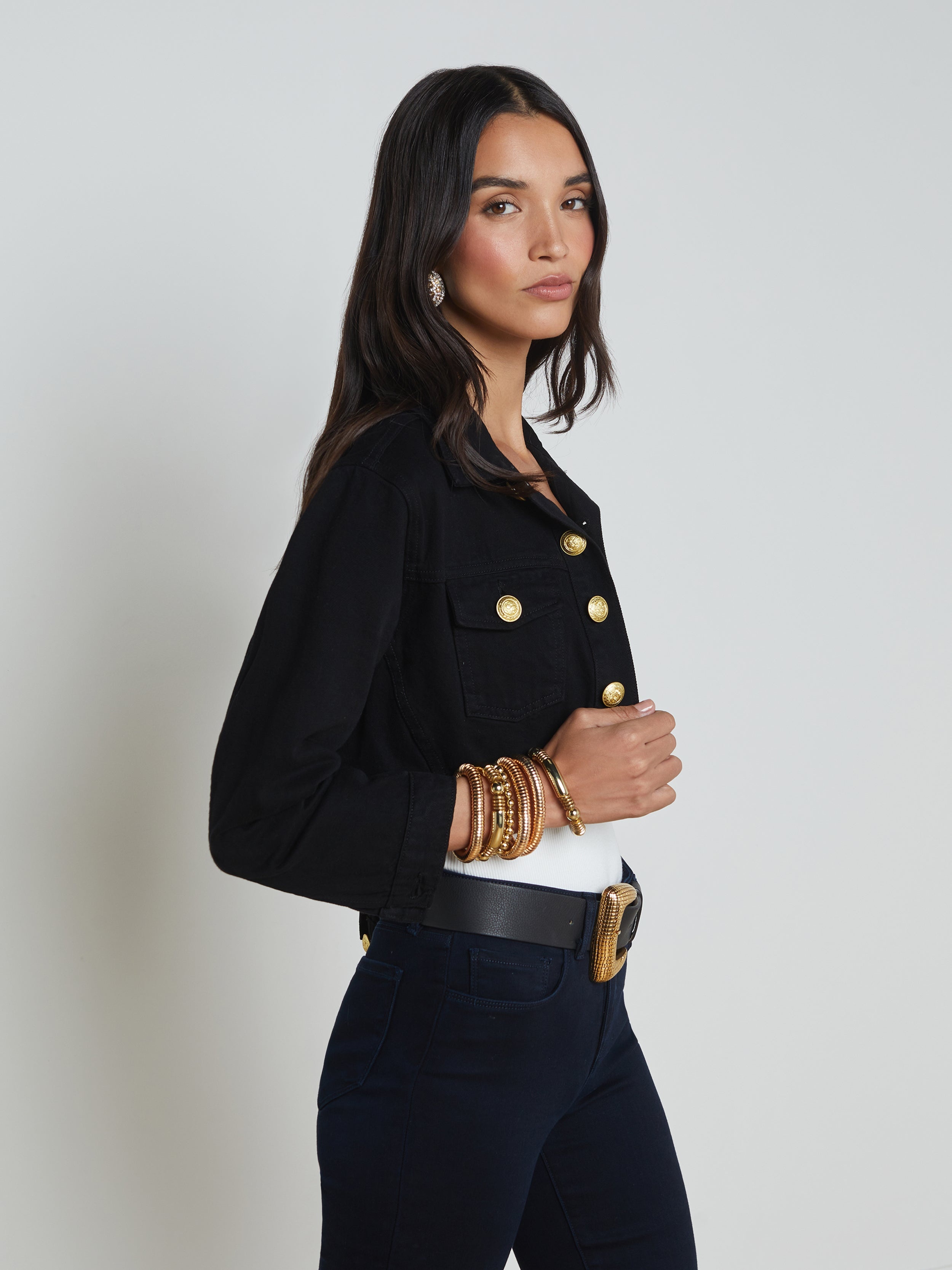 Genevie Cropped Denim Jacket - 3
