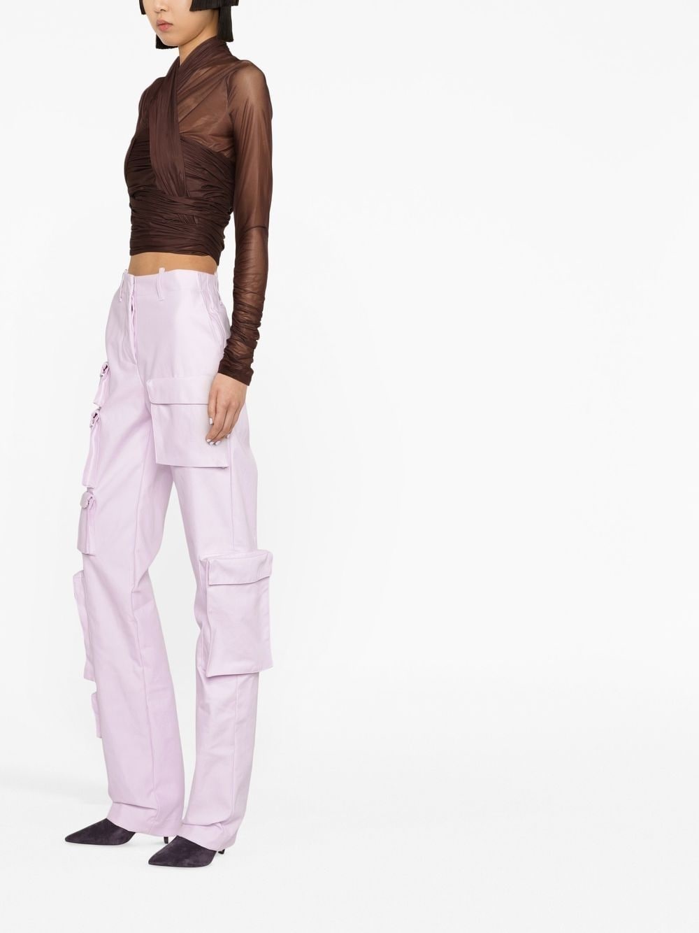 high-waisted cargo trousers - 3