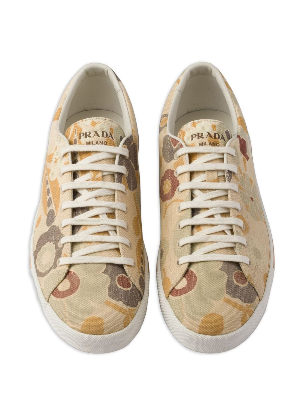 floral print lace-up sneakers - 3