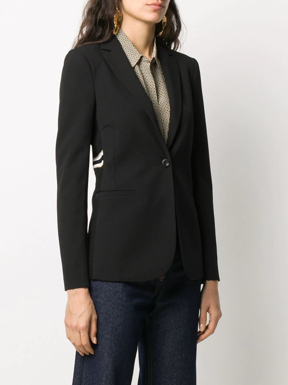 knitted-panel fitted blazer - 3