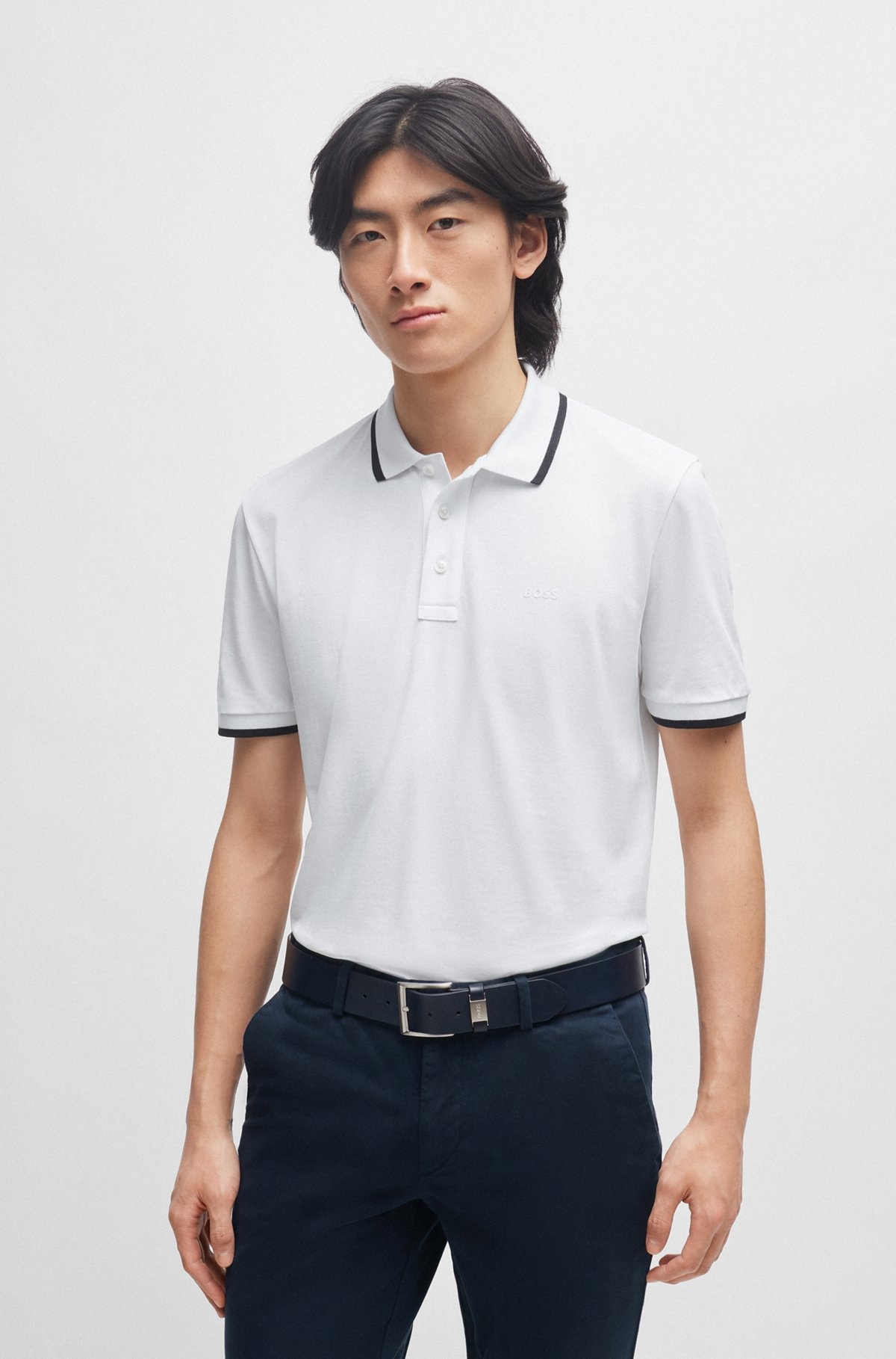 COTTON-PIQUÉ POLO SHIRT WITH LOGO DETAIL - 2