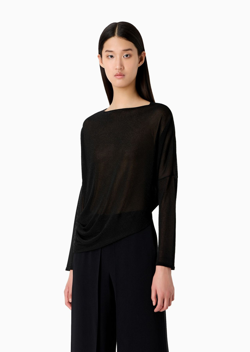 Jumper with asymmetric hem and draping in sheer lurex 2