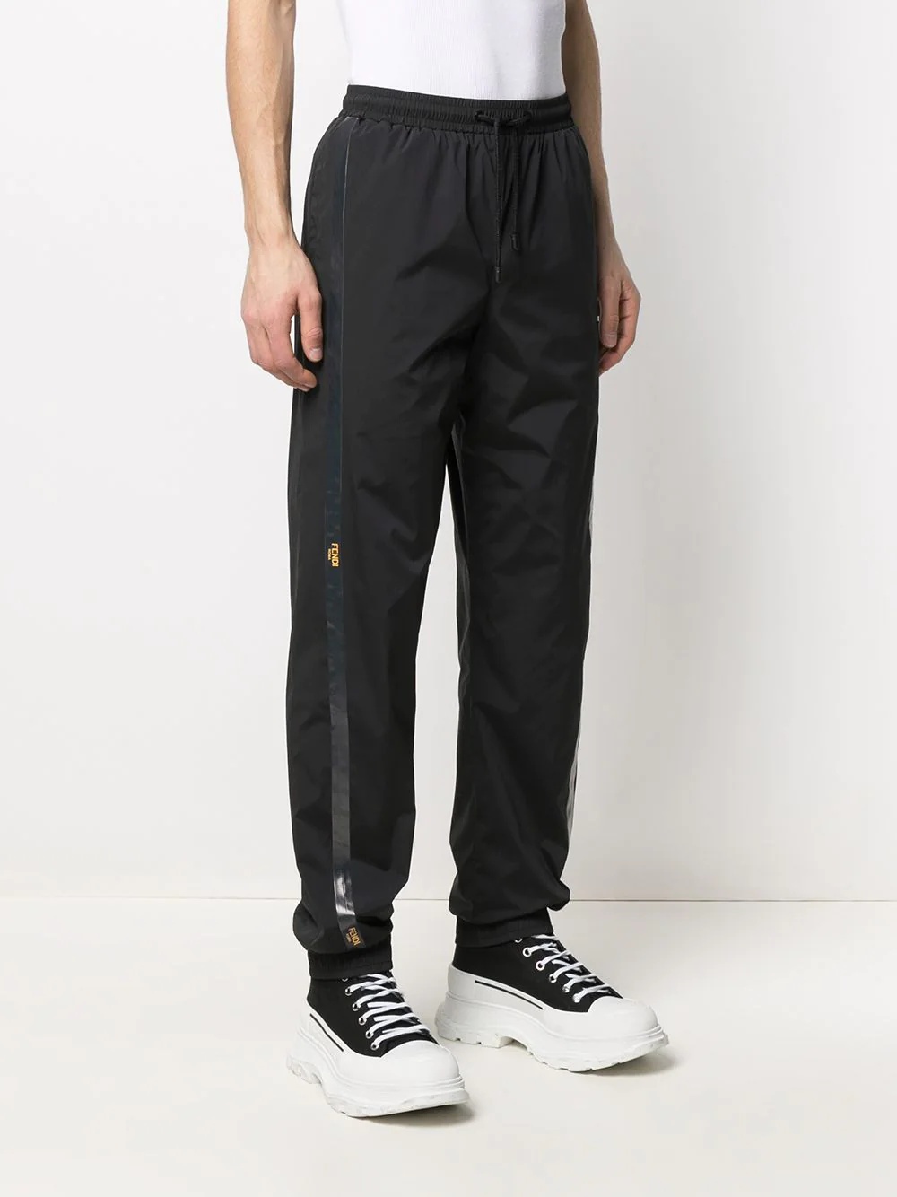 logo-tape tapered track pants - 3