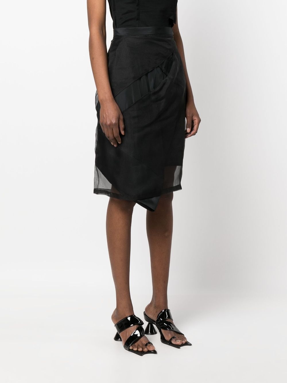 high-waisted asymmetric tulle skirt - 3