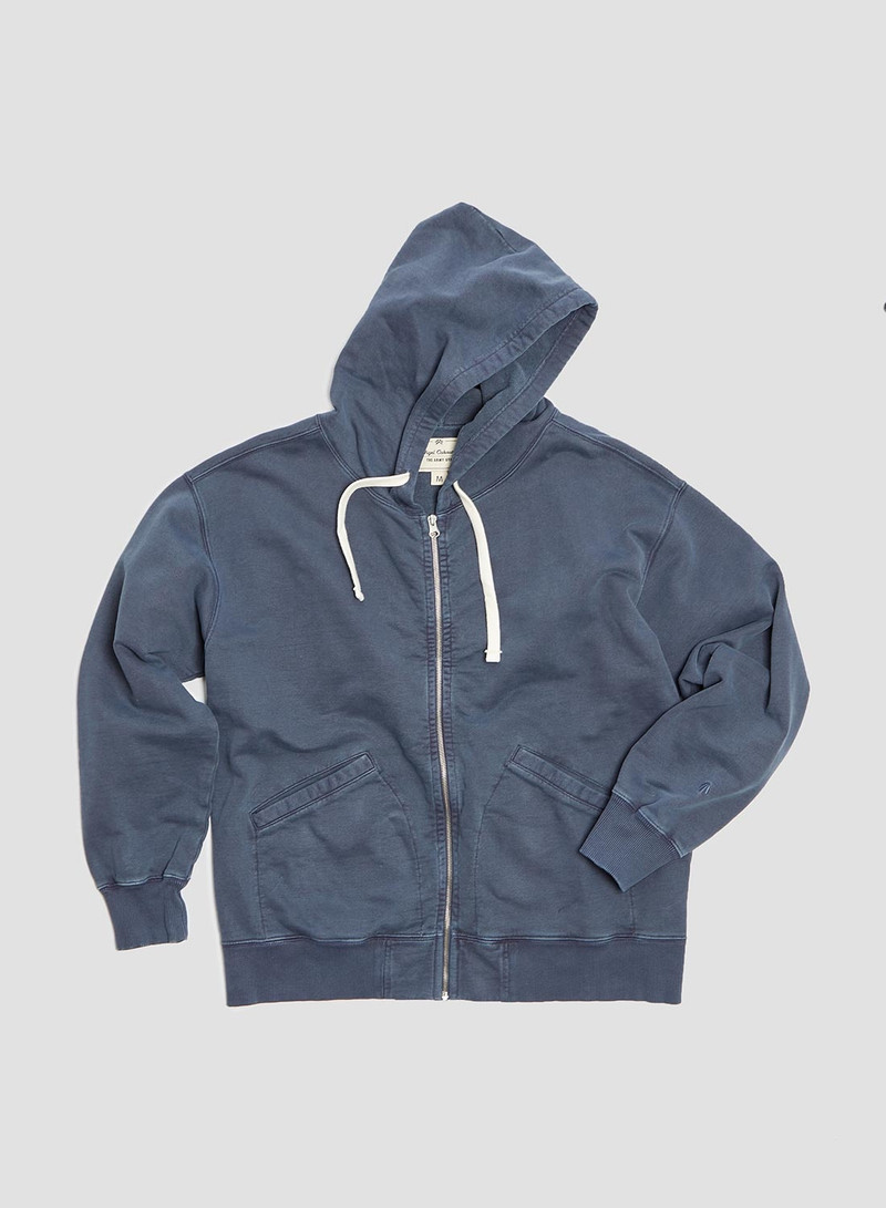 Embroidered Arrow Zip Hoodie in Navy 1