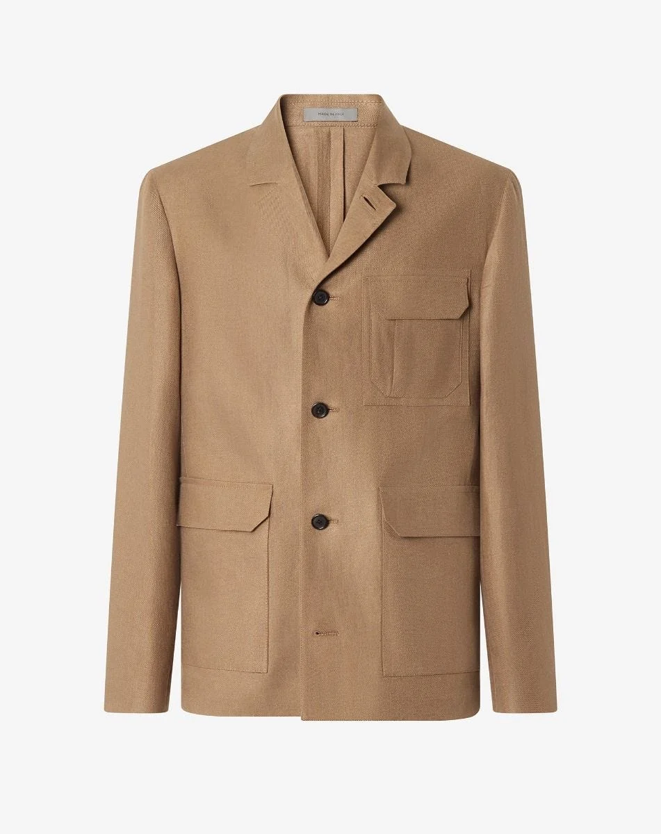 Beige linen twill jacket - 1