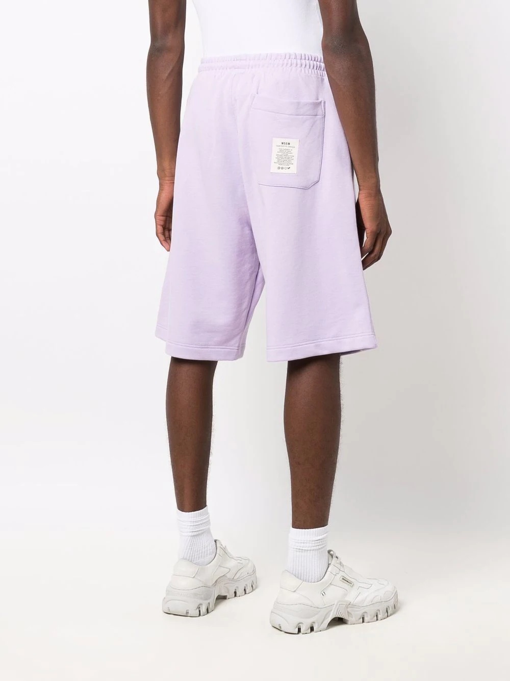 knee-length cotton track shorts - 4