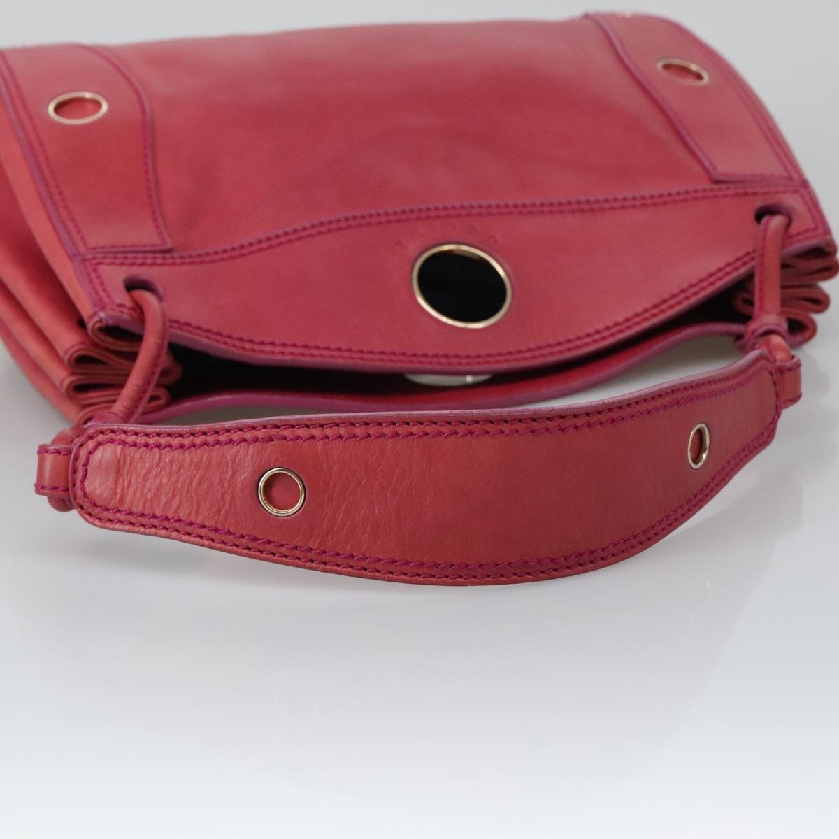 CELINE Shoulder Bag Leather Pink Gold - 7