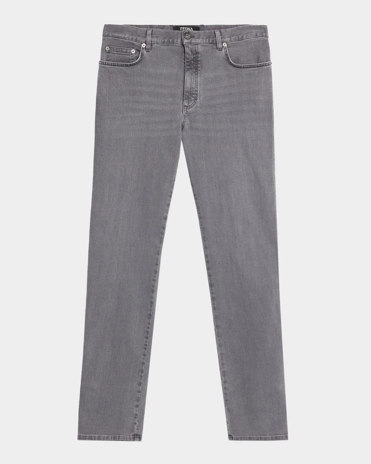 Men's Grey Denim Slim-Straight Leg Jeans - 1
