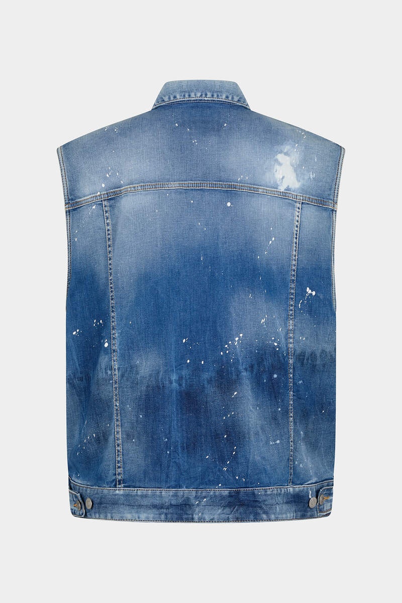 MEDIUM ICE SPOTS WASH DENIM OVER VEST - 2
