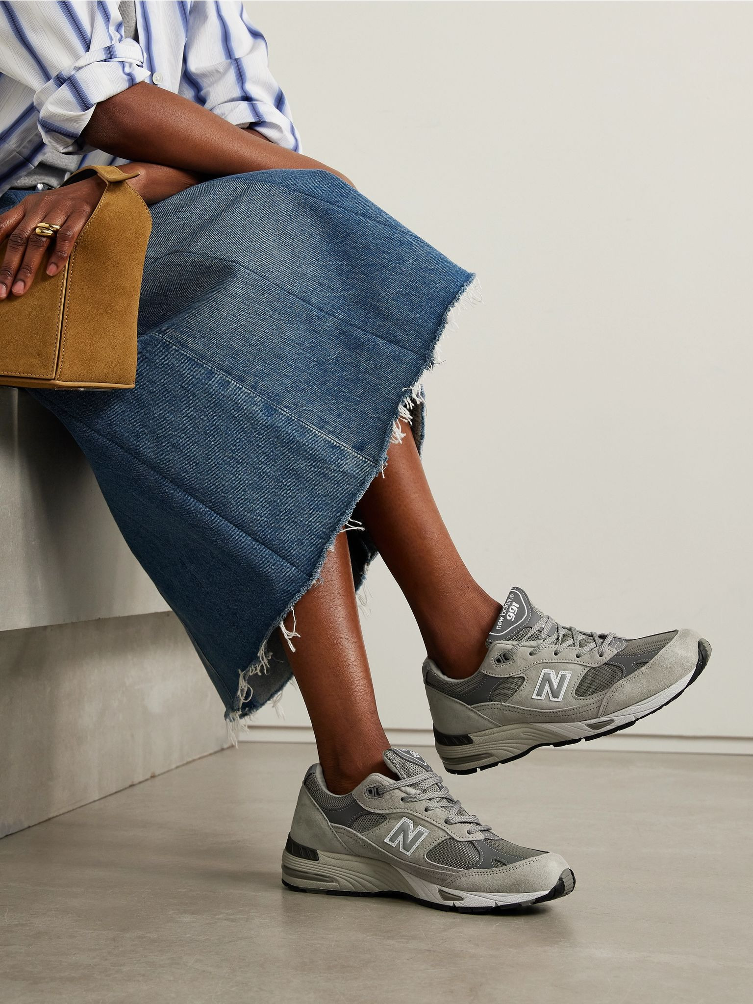 MiUK 991 suede and mesh sneakers Gray - 2