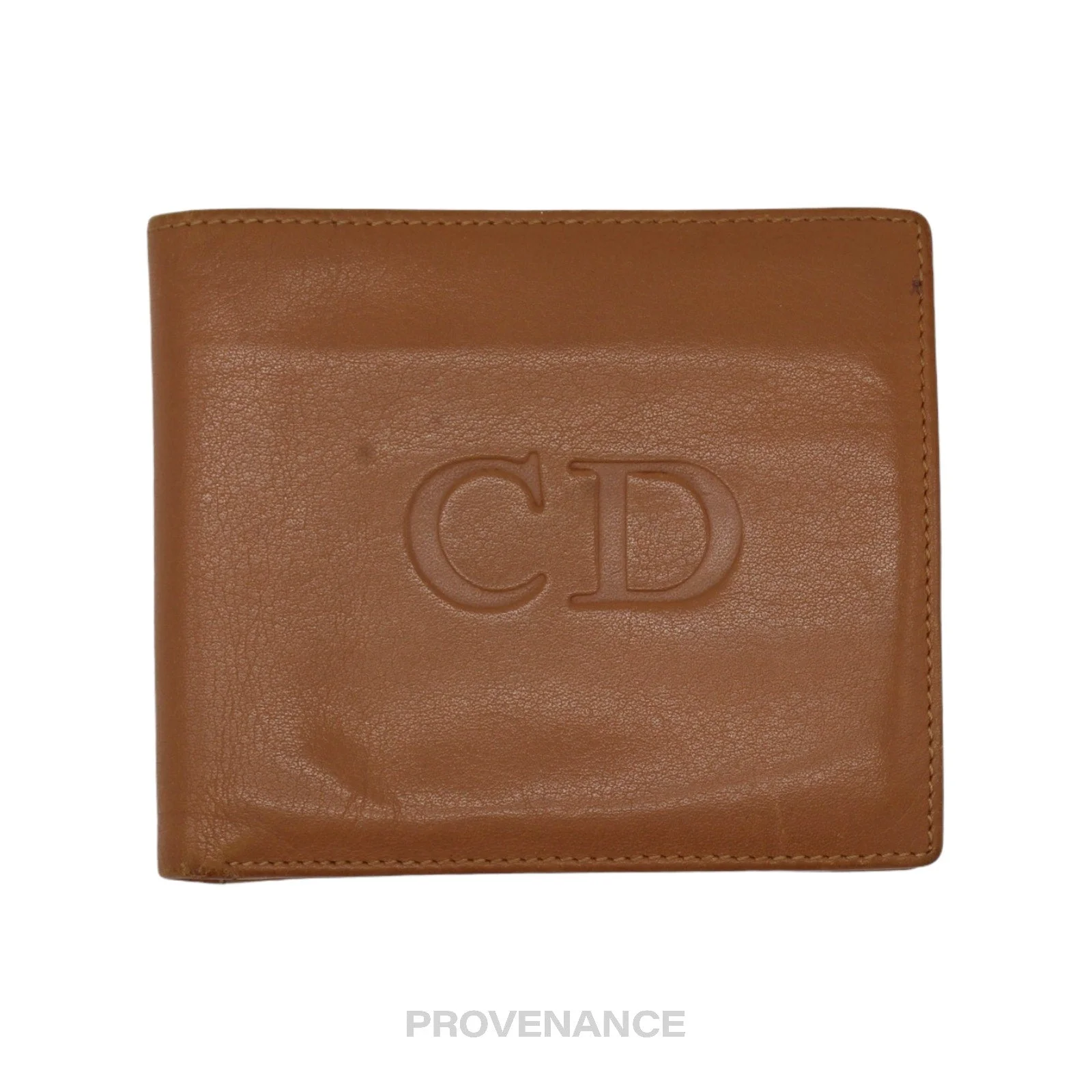 Christian Dior CD Bifold Wallet - Tan Leather - 1