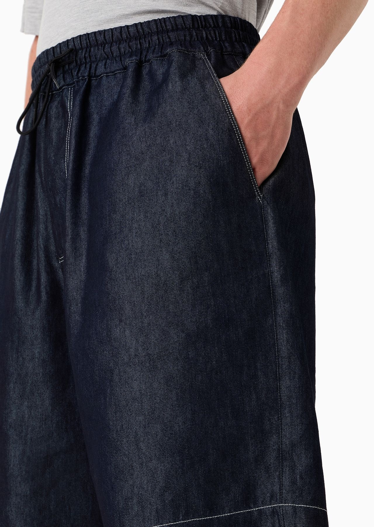 Denim Collection cotton and silk denim Bermuda shorts - 5