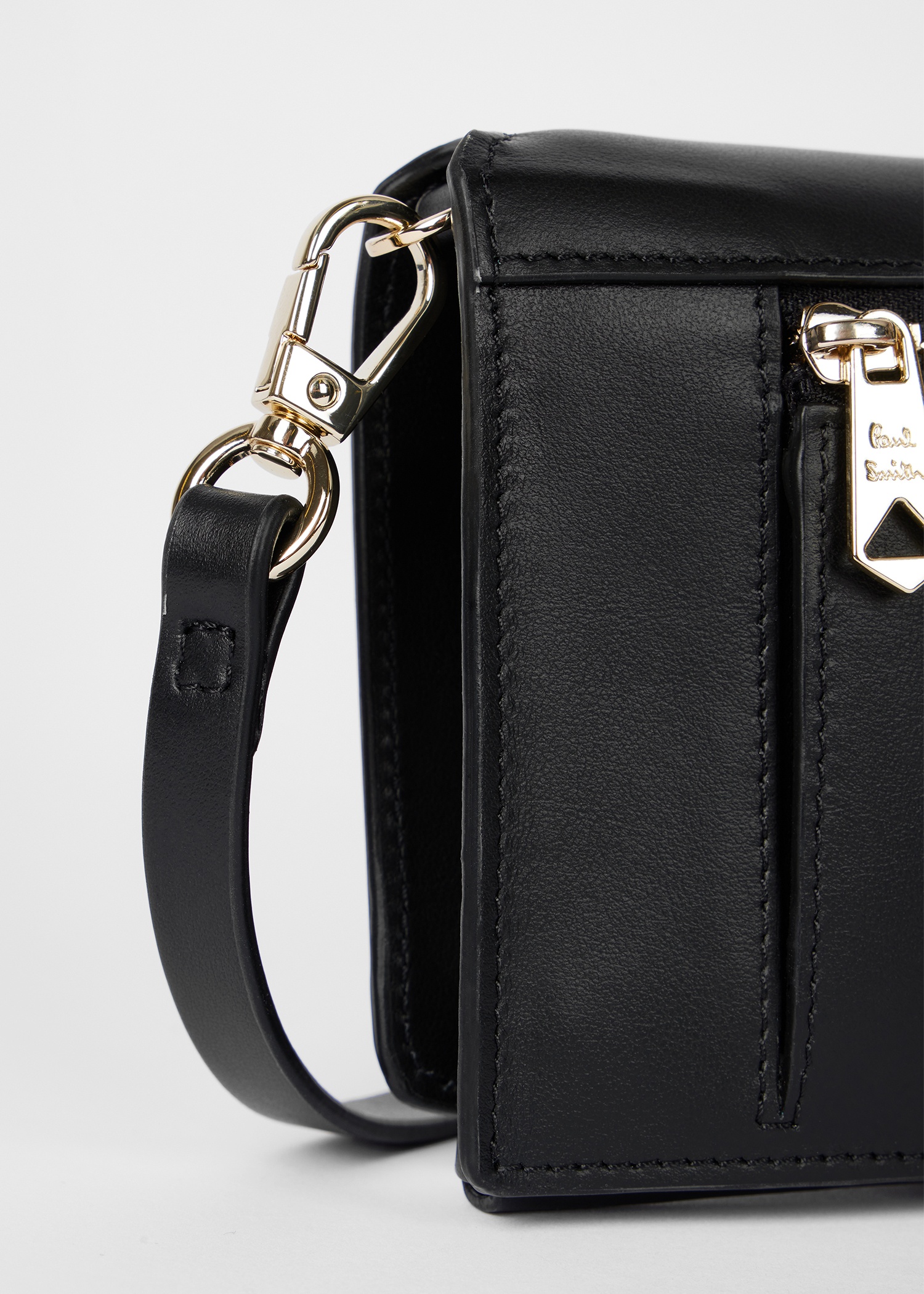 Women's Black Leather 'Signature Stripe' Phone Bag - 4