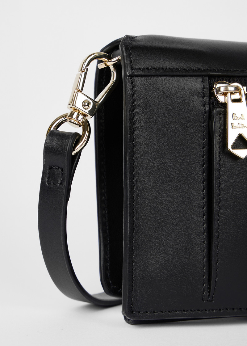 Women's Black Leather 'Signature Stripe' Phone Bag 4