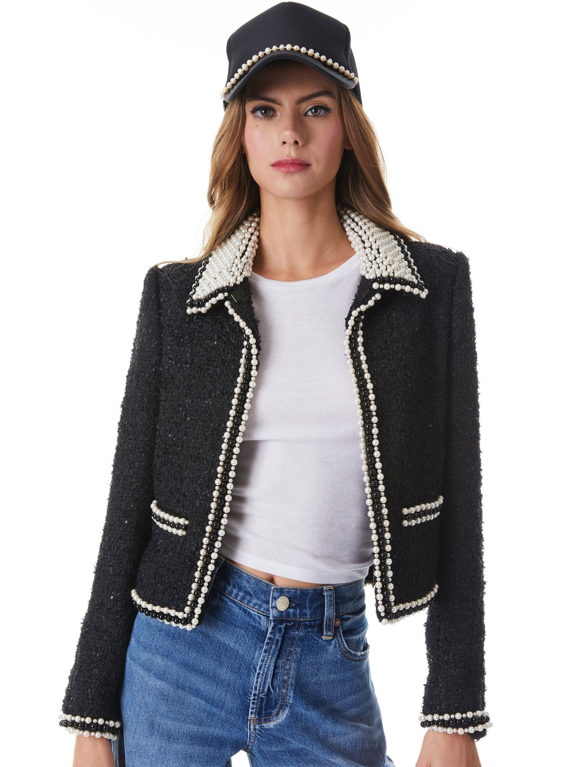 KIDMAN PEARL EMBELLISHED COLLARED JACKET - 2