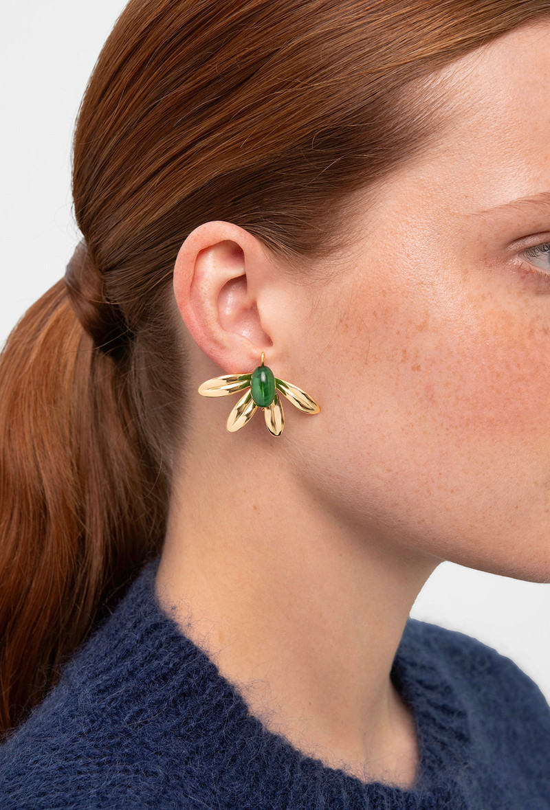 Syros Earrings - Gold/Green 1