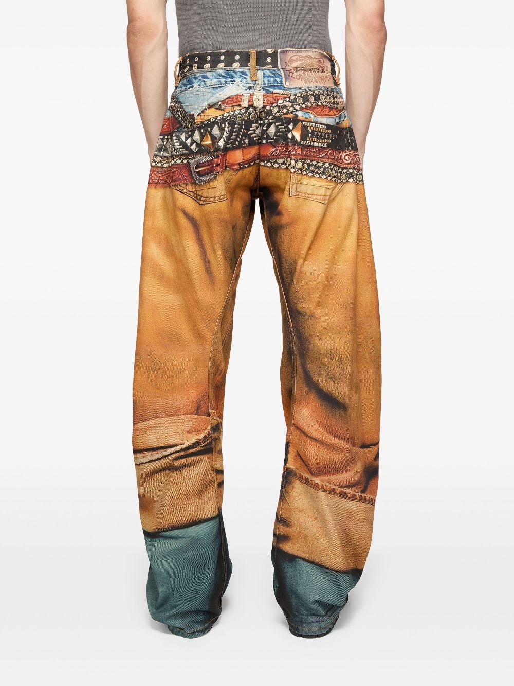 printed wide leg jeans - 5