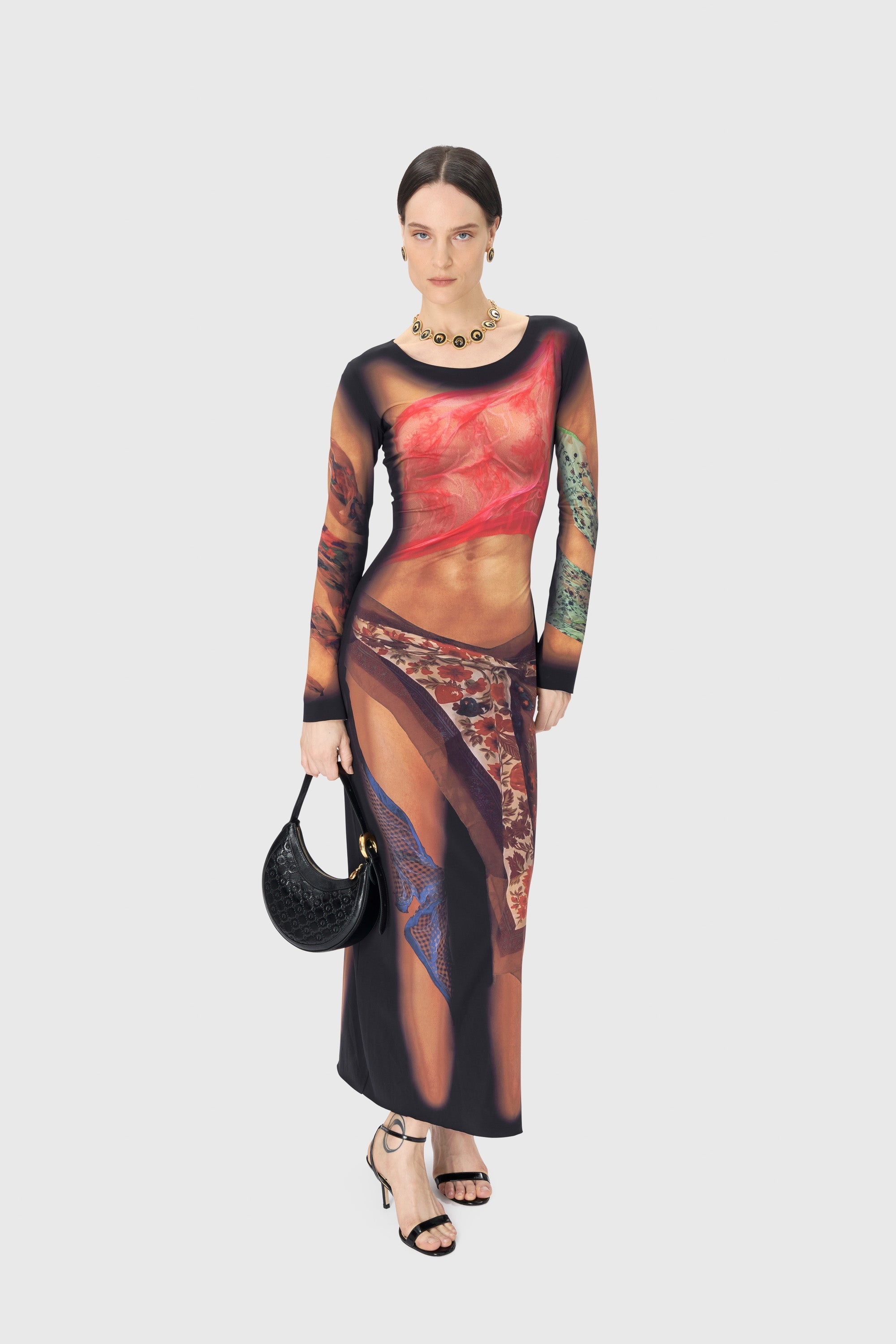 Recycled Draped Statue Jersey Long Dress - 2
