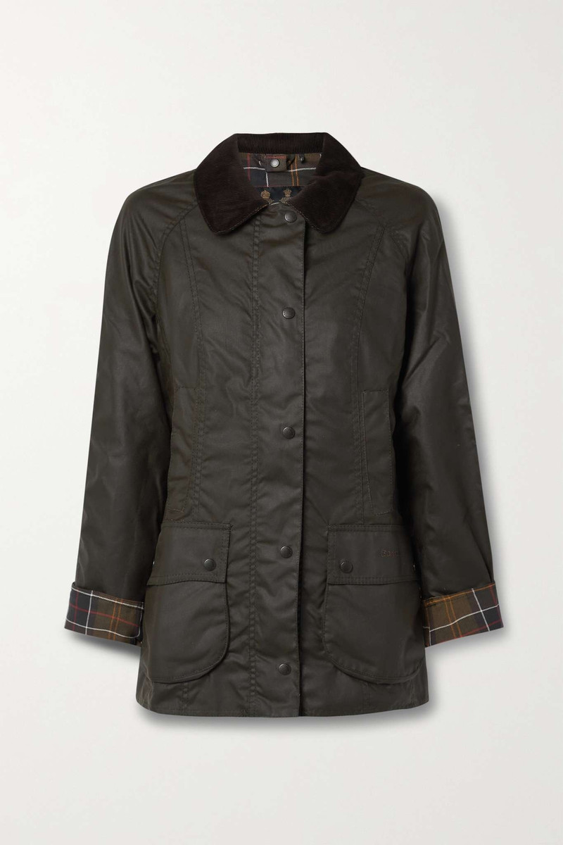 Barbour Beadnell corduroy-trimmed waxed-cotton jacket outlook