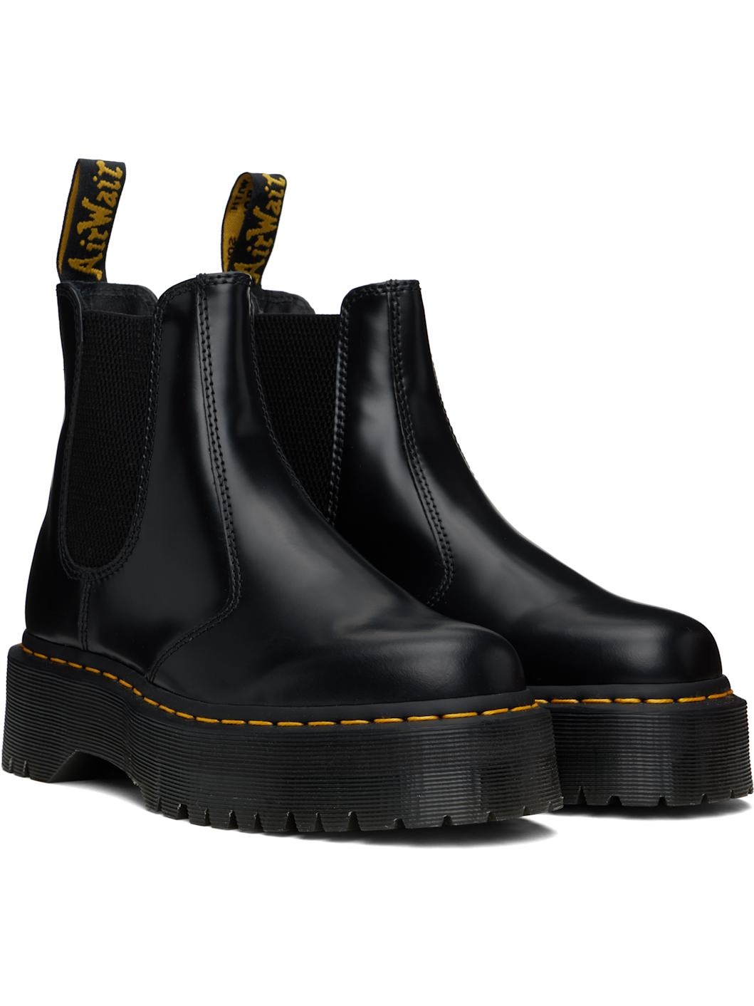 Black 2976 Polished Smooth Platform Chelsea Boots - 4