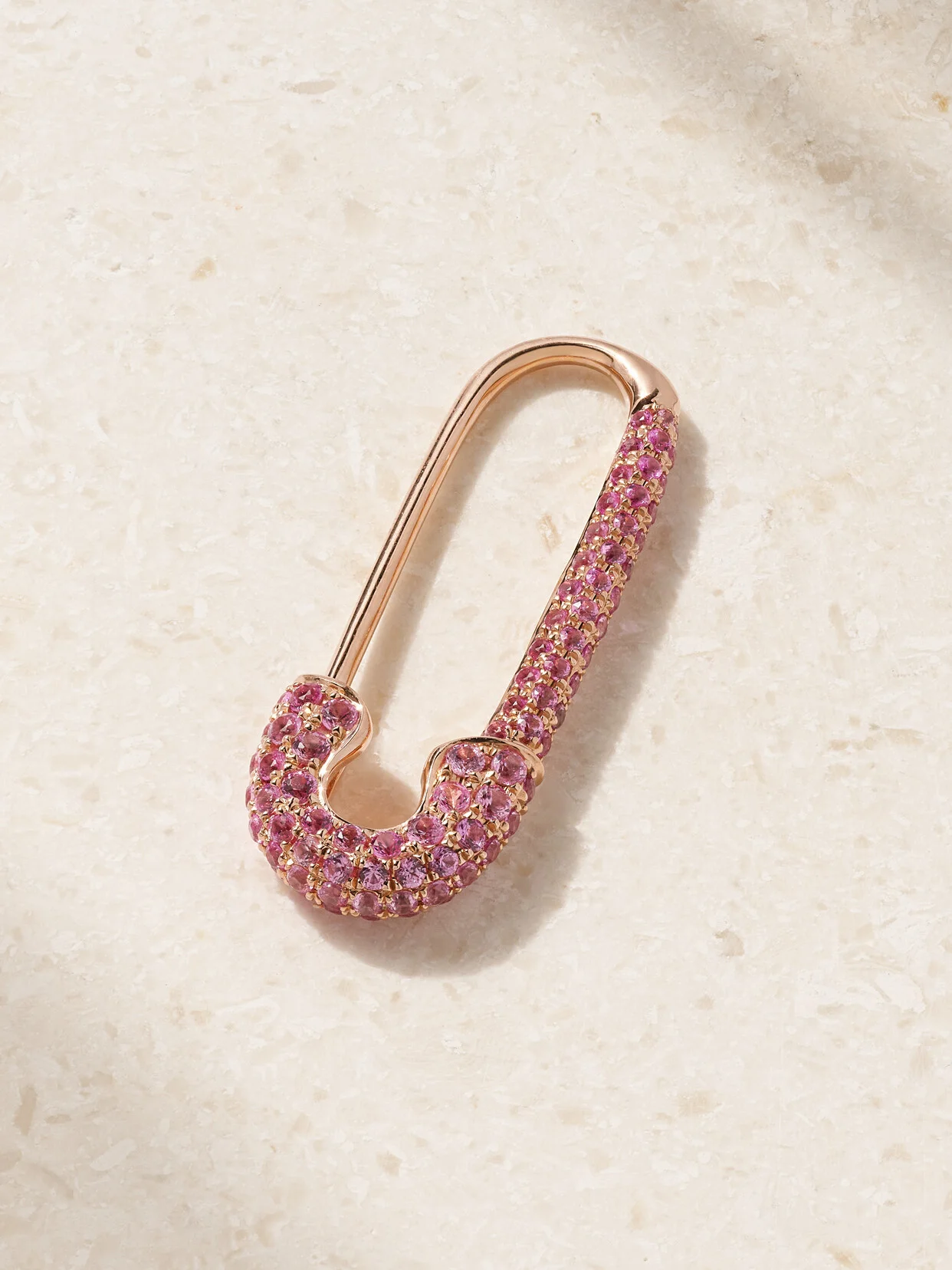 Safety Pin 18-karat Rose Gold Sapphire Earring - 1